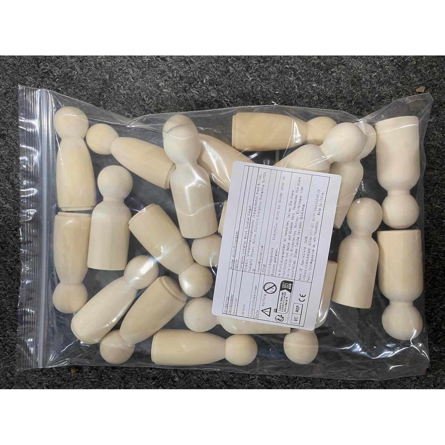 20 Muñecas de Clavo de Madera LUUFAN 6.5cm para Manualidades