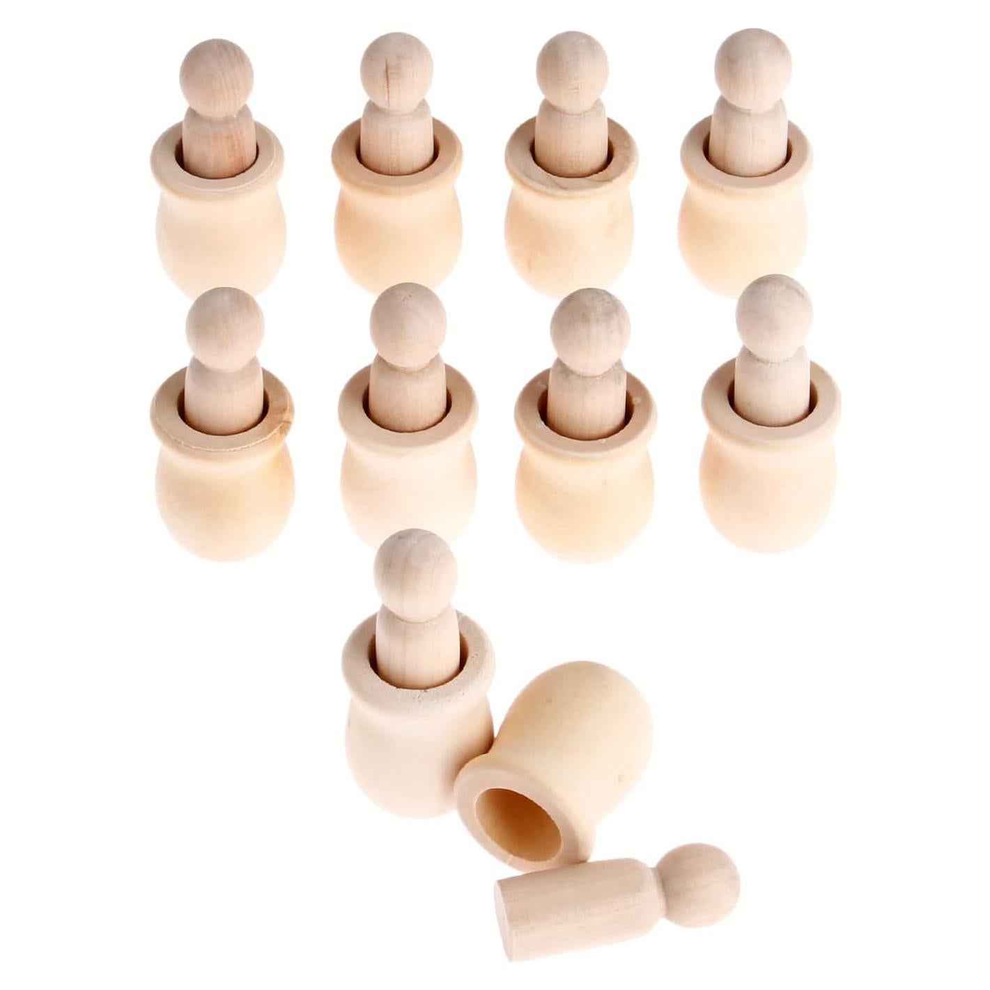 Set de 10 Muñecos de Madera sin Terminar Yetaha 68x30mm