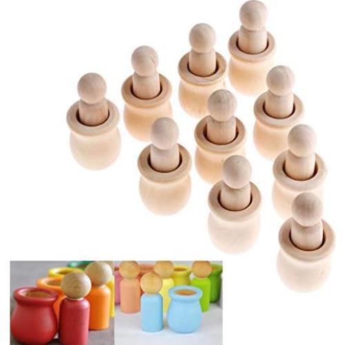 Set de 10 Muñecos de Madera sin Terminar Yetaha 68x30mm