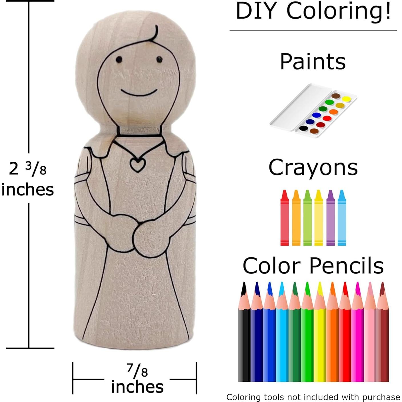 Juego de Muñecos de Pegar Romeo y Julieta - Madera Natural - DIY