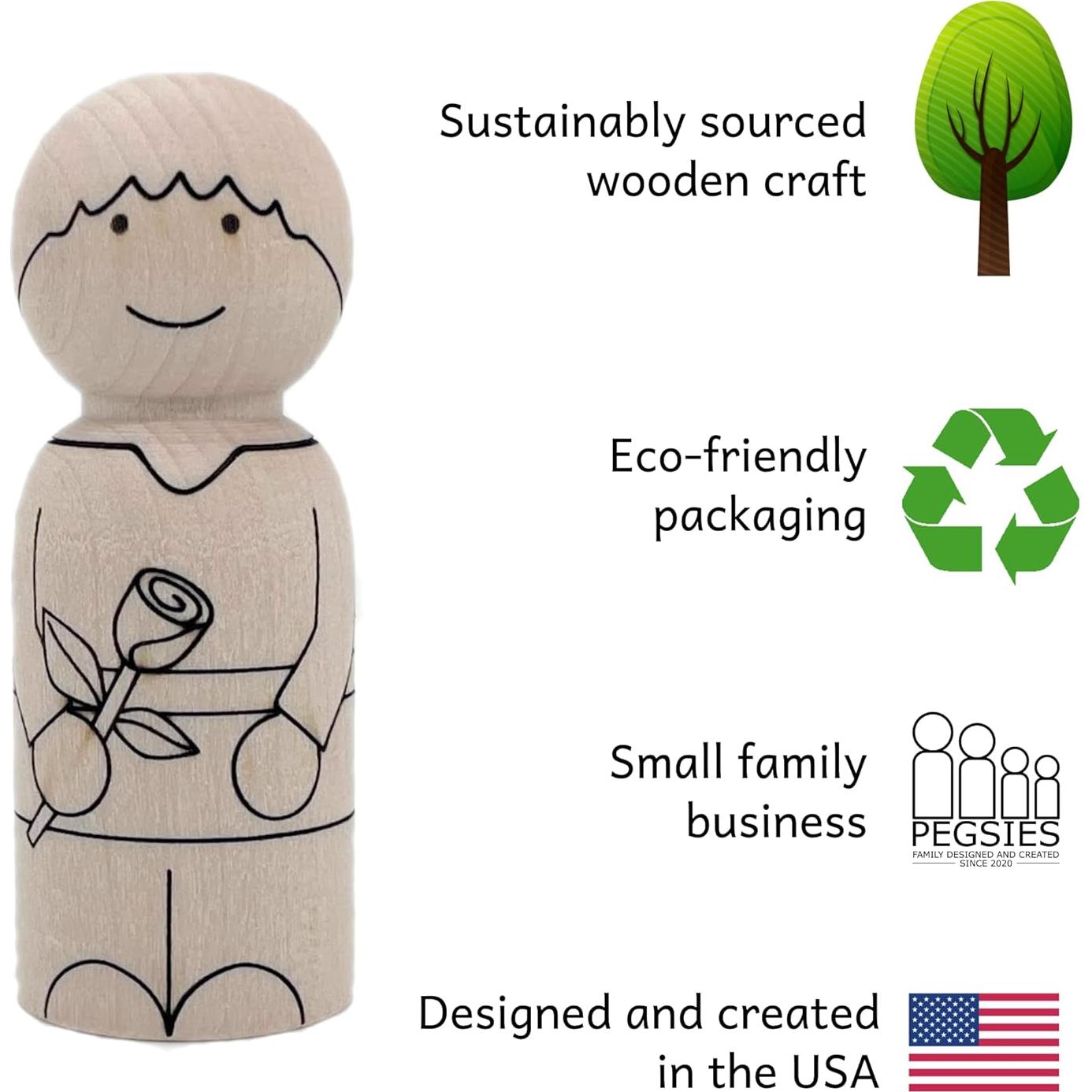 Juego de Muñecos de Pegar Romeo y Julieta - Madera Natural - DIY