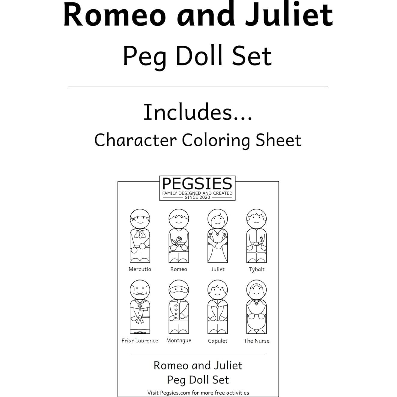 Juego de Muñecos de Pegar Romeo y Julieta - Madera Natural - DIY