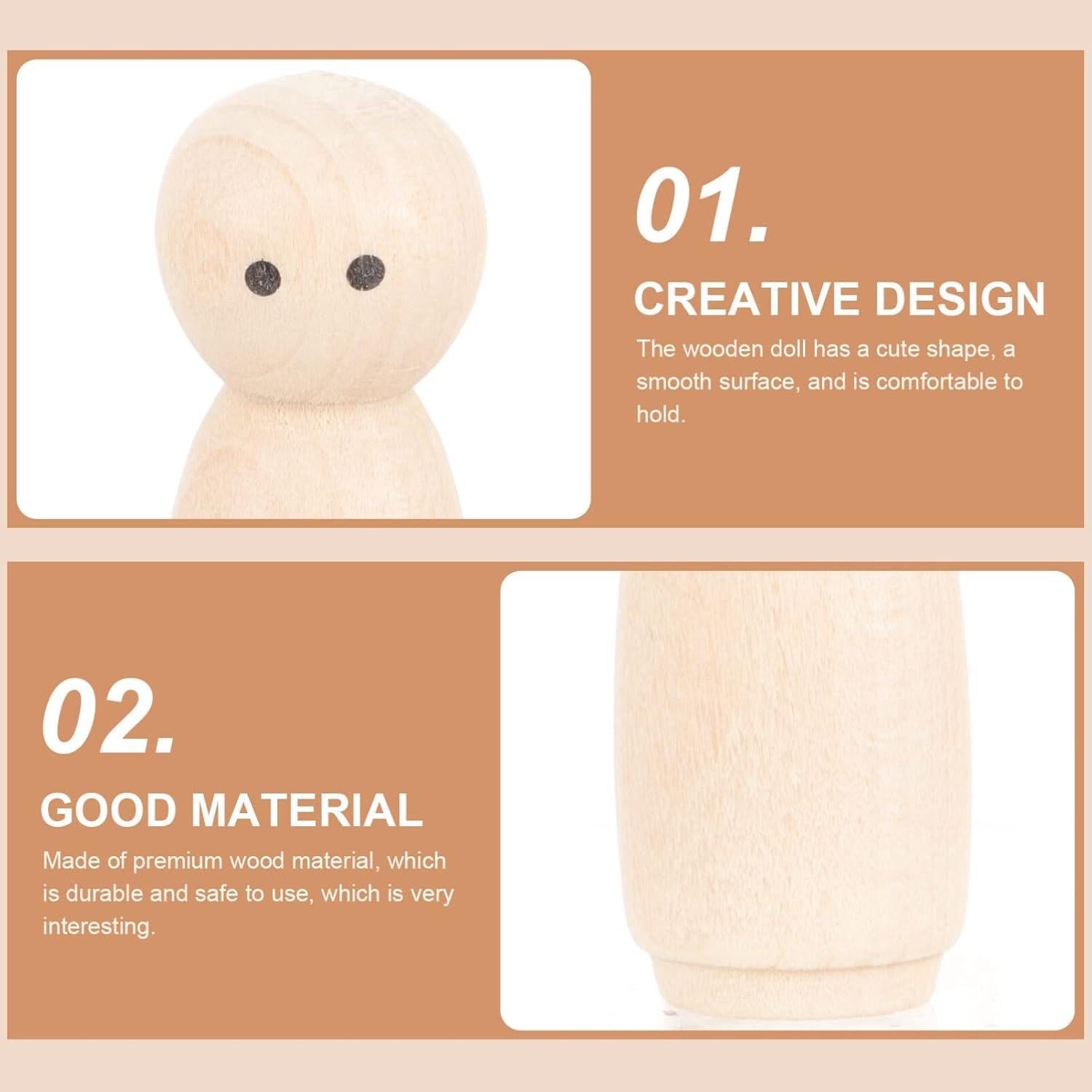 Muñecos de Madera para Pintar MAGICLULU - 10 Piezas 4.5cm