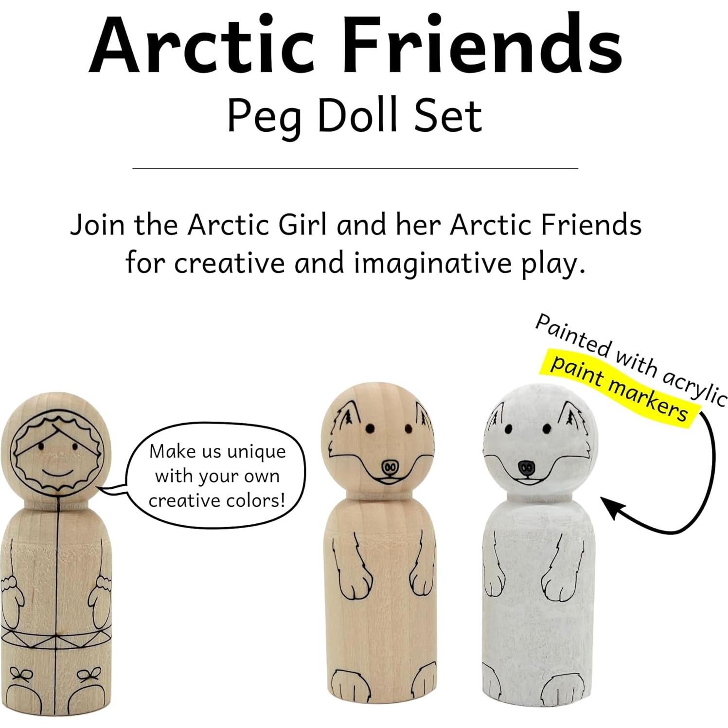 Conjunto de Muñecos de Madera Pegsies - Animales Árticos 6 cm