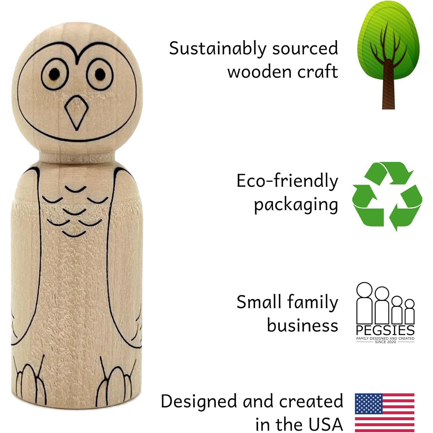 Conjunto de Muñecos de Madera Pegsies - Animales Árticos 6 cm