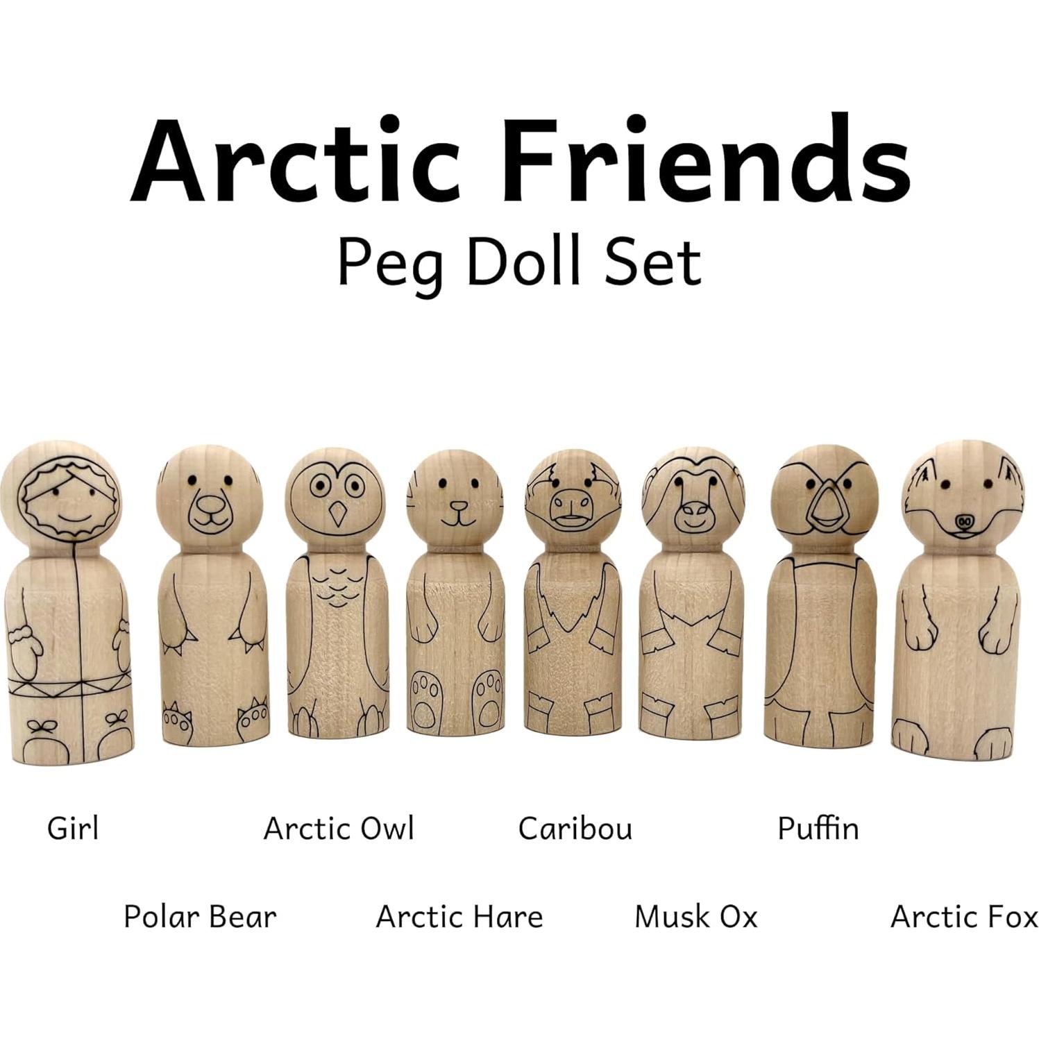 Conjunto de Muñecos de Madera Pegsies - Animales Árticos 6 cm