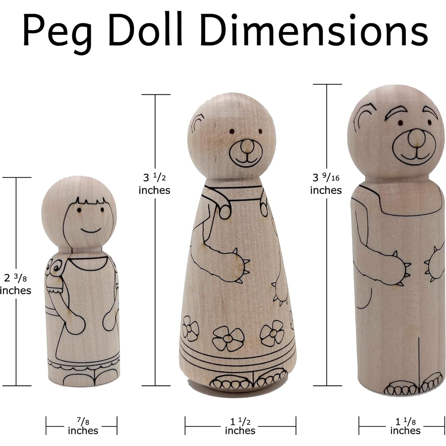 Juego de Muñecas de Madera Ricitos de Oro - 4 Personajes