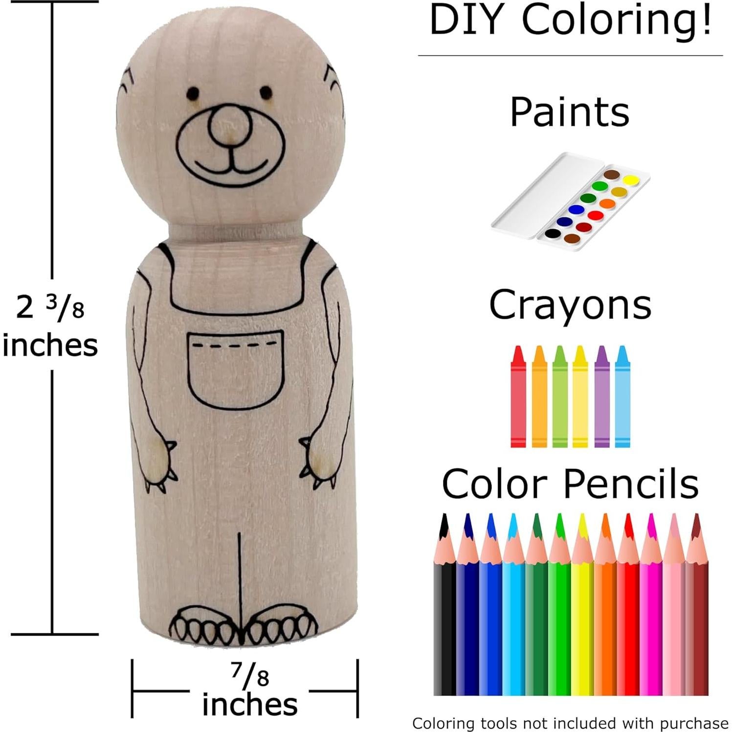 Juego de Muñecas de Madera Ricitos de Oro - 4 Personajes