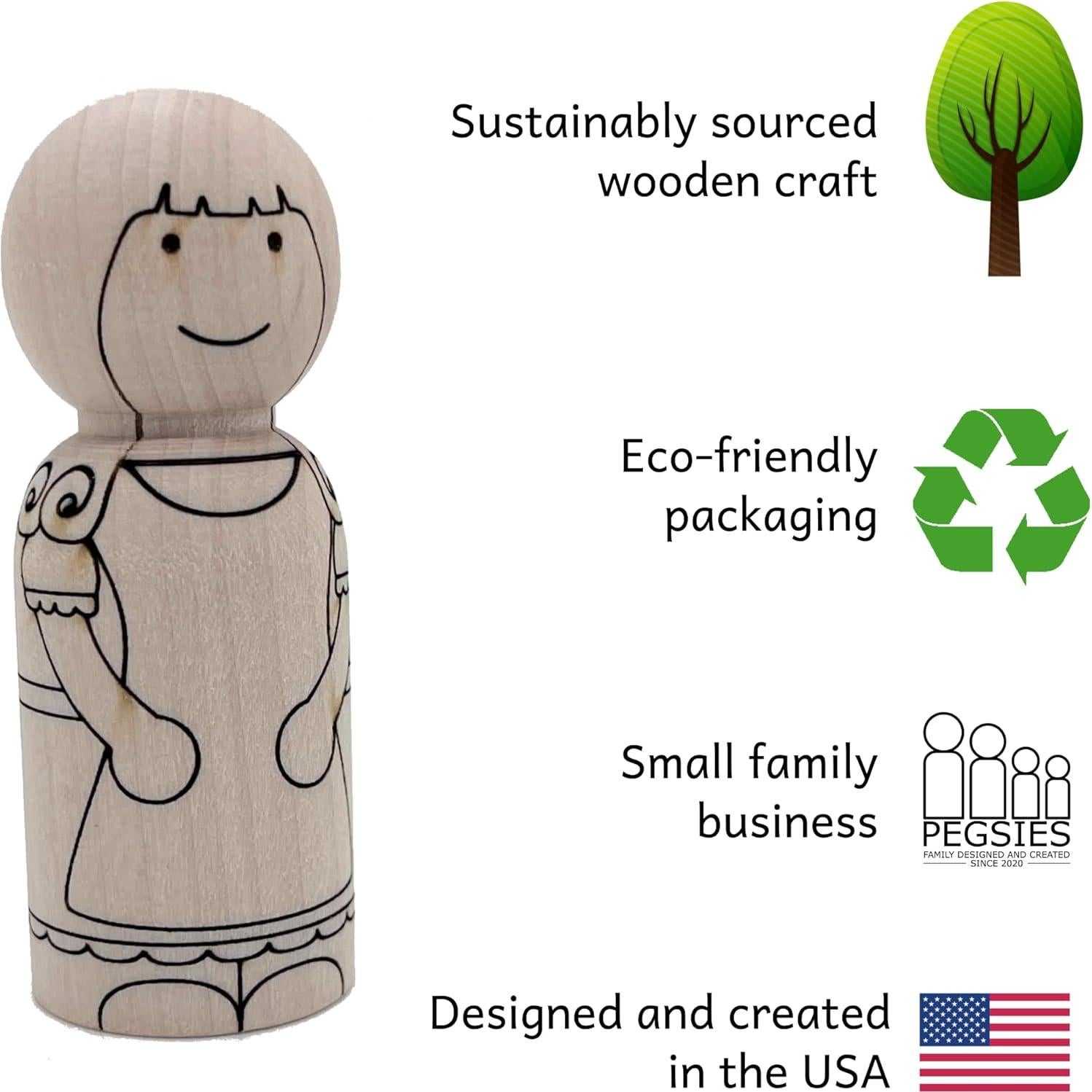 Juego de Muñecas de Madera Ricitos de Oro - 4 Personajes