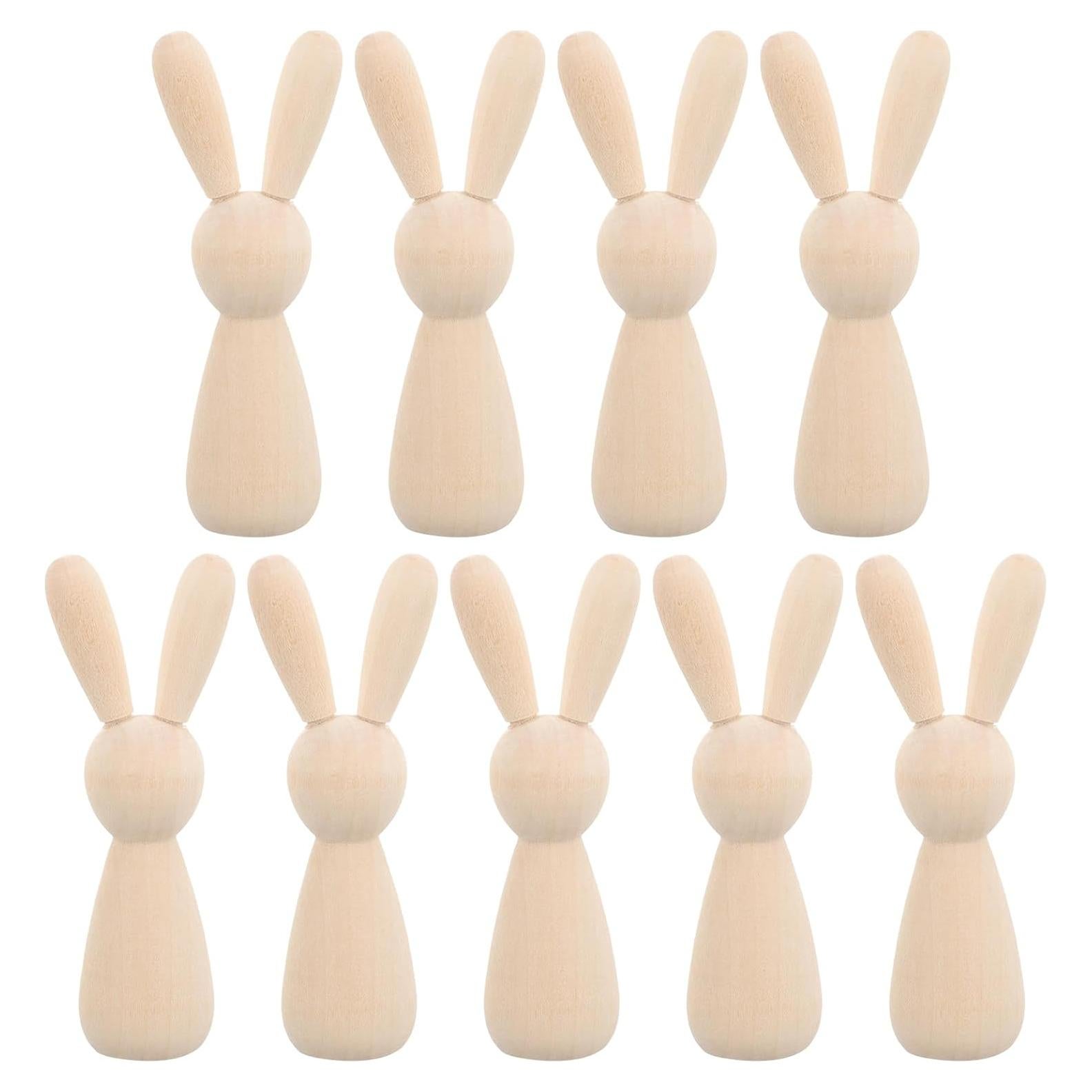 Figuras de Conejos de Madera sin Terminar DIYEAH - 10 Piezas 9 cm