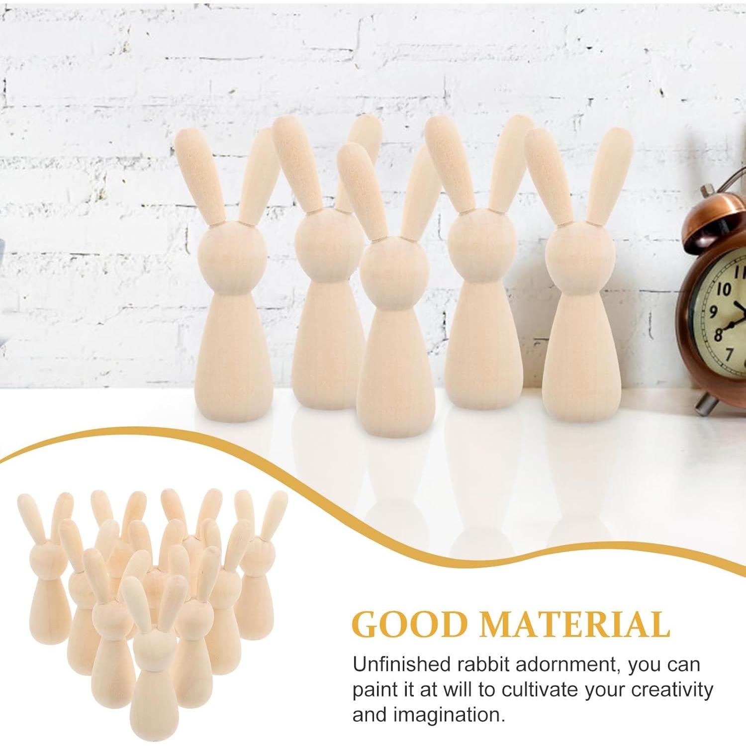 Figuras de Conejos de Madera sin Terminar DIYEAH - 10 Piezas 9 cm