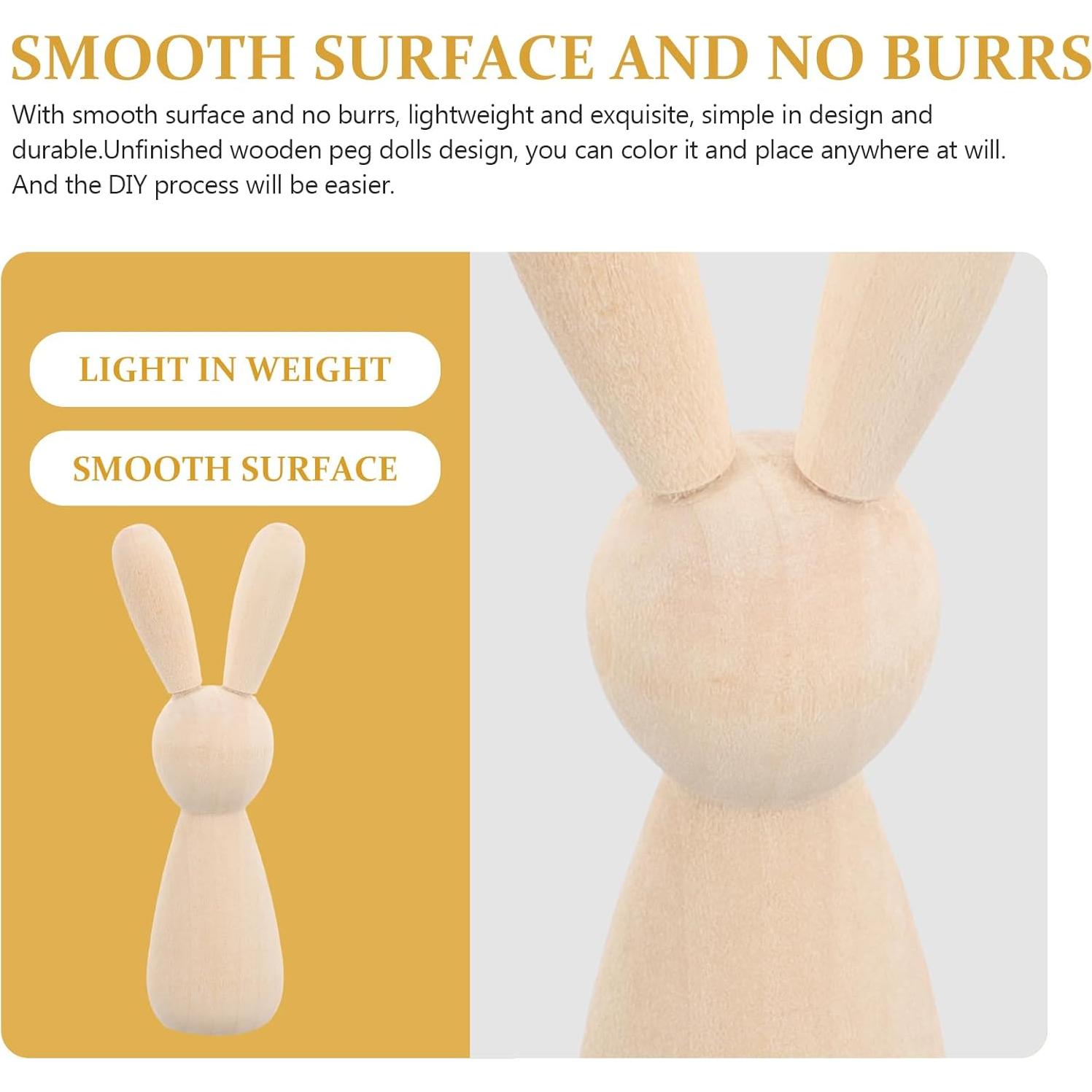 Figuras de Conejos de Madera sin Terminar DIYEAH - 10 Piezas 9 cm