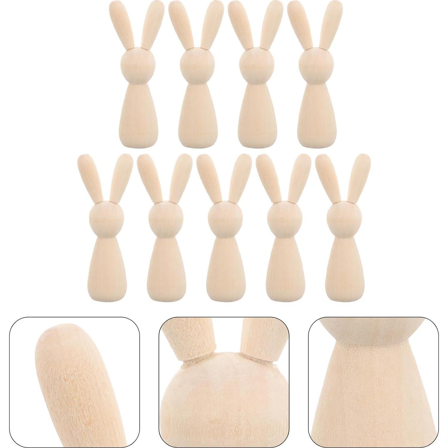 Figuras de Conejos de Madera sin Terminar DIYEAH - 10 Piezas 9 cm