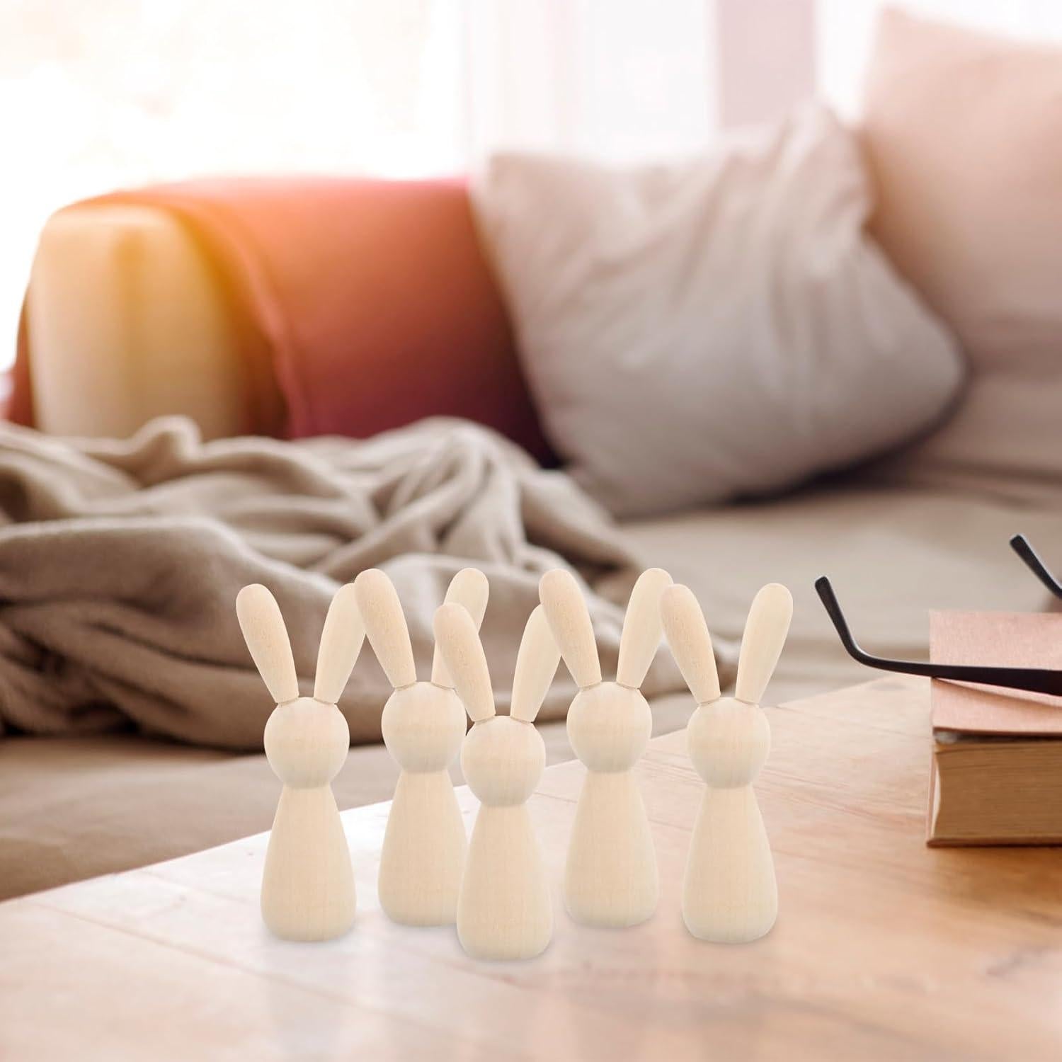 Figuras de Conejos de Madera sin Terminar DIYEAH - 10 Piezas 9 cm