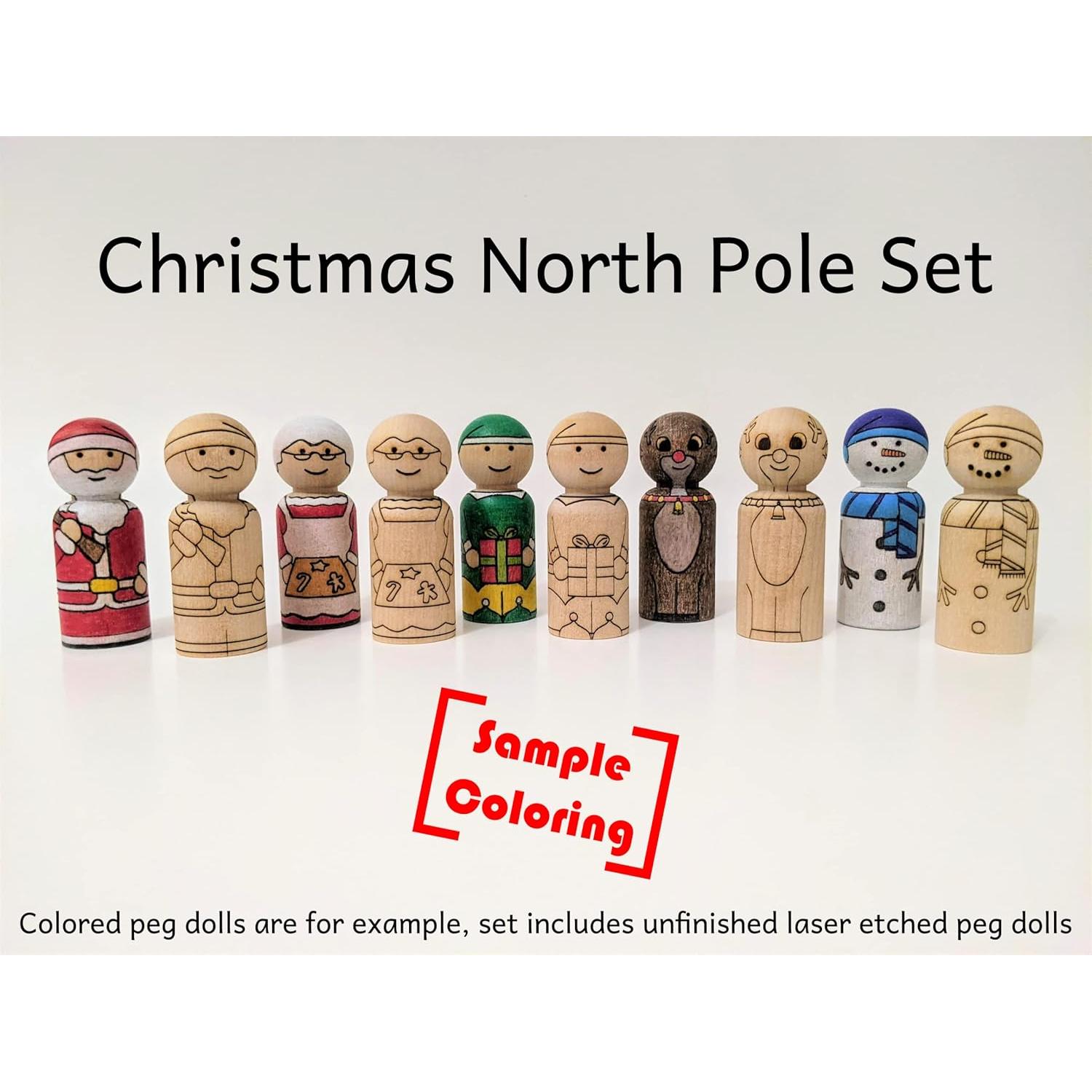 Juego de Muñecos de Madera Navidad Pegsies - 5 Piezas