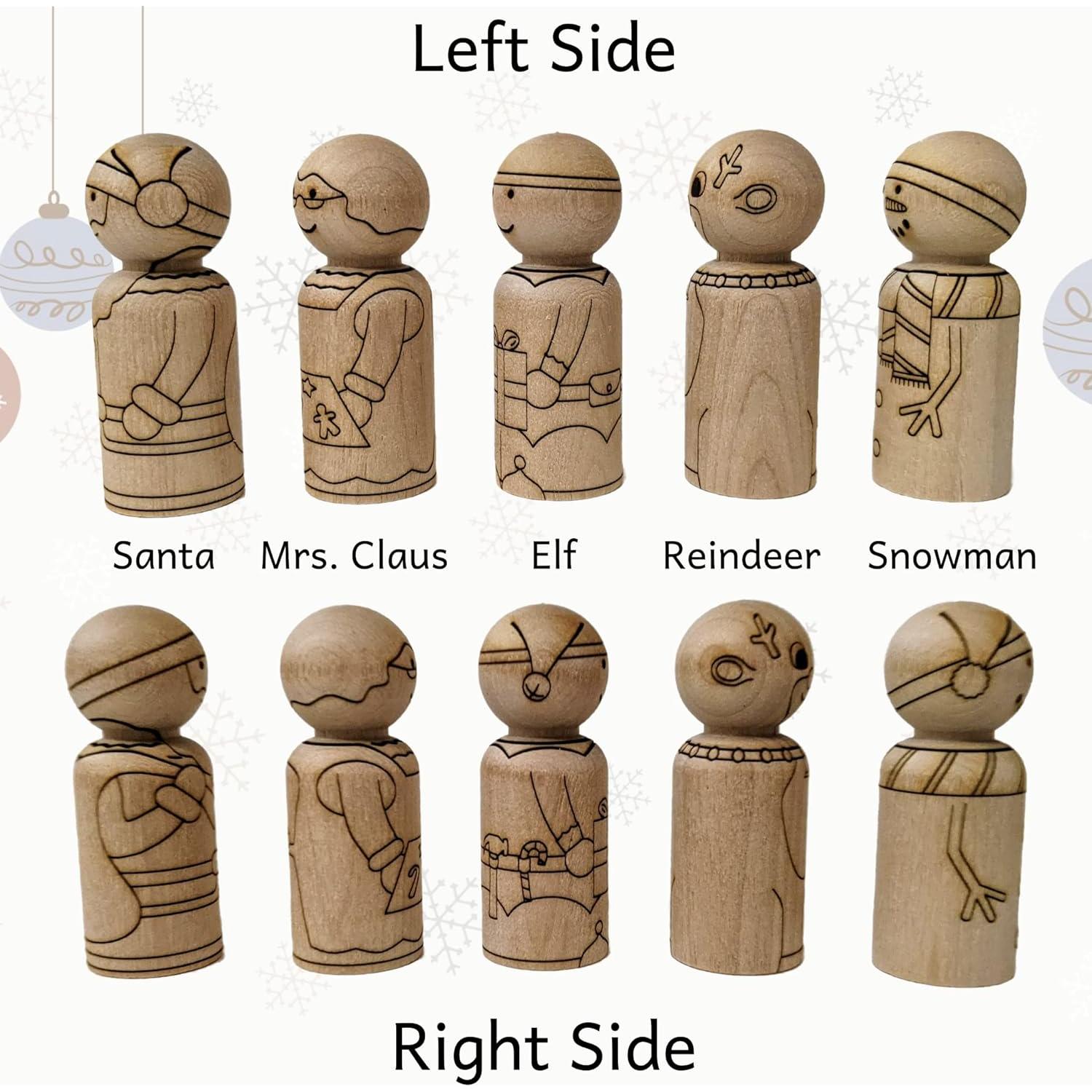 Juego de Muñecos de Madera Navidad Pegsies - 5 Piezas