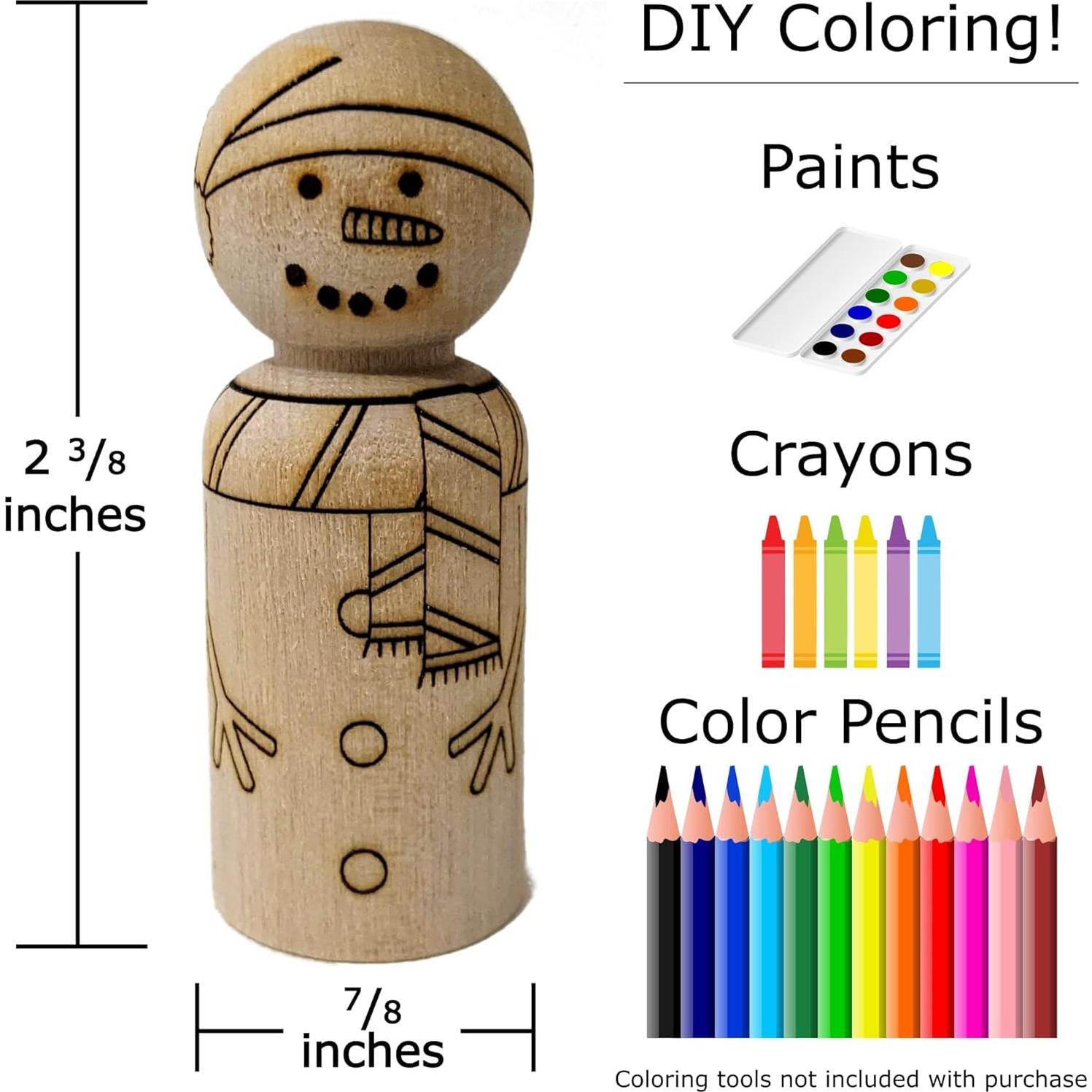 Juego de Muñecos de Madera Navidad Pegsies - 5 Piezas