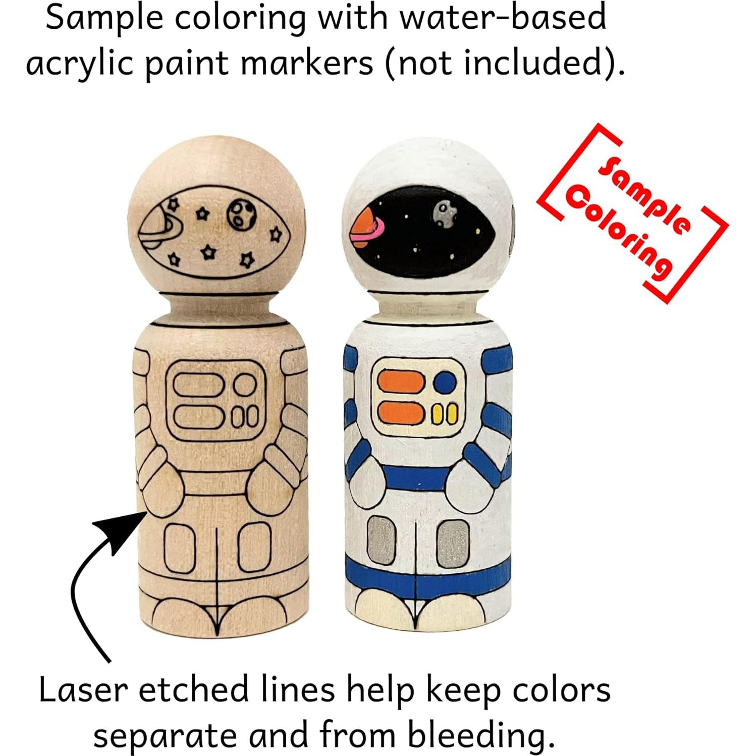Conjunto de Muñecos de Madera Pegsies - Astronauta y Nave Espacial