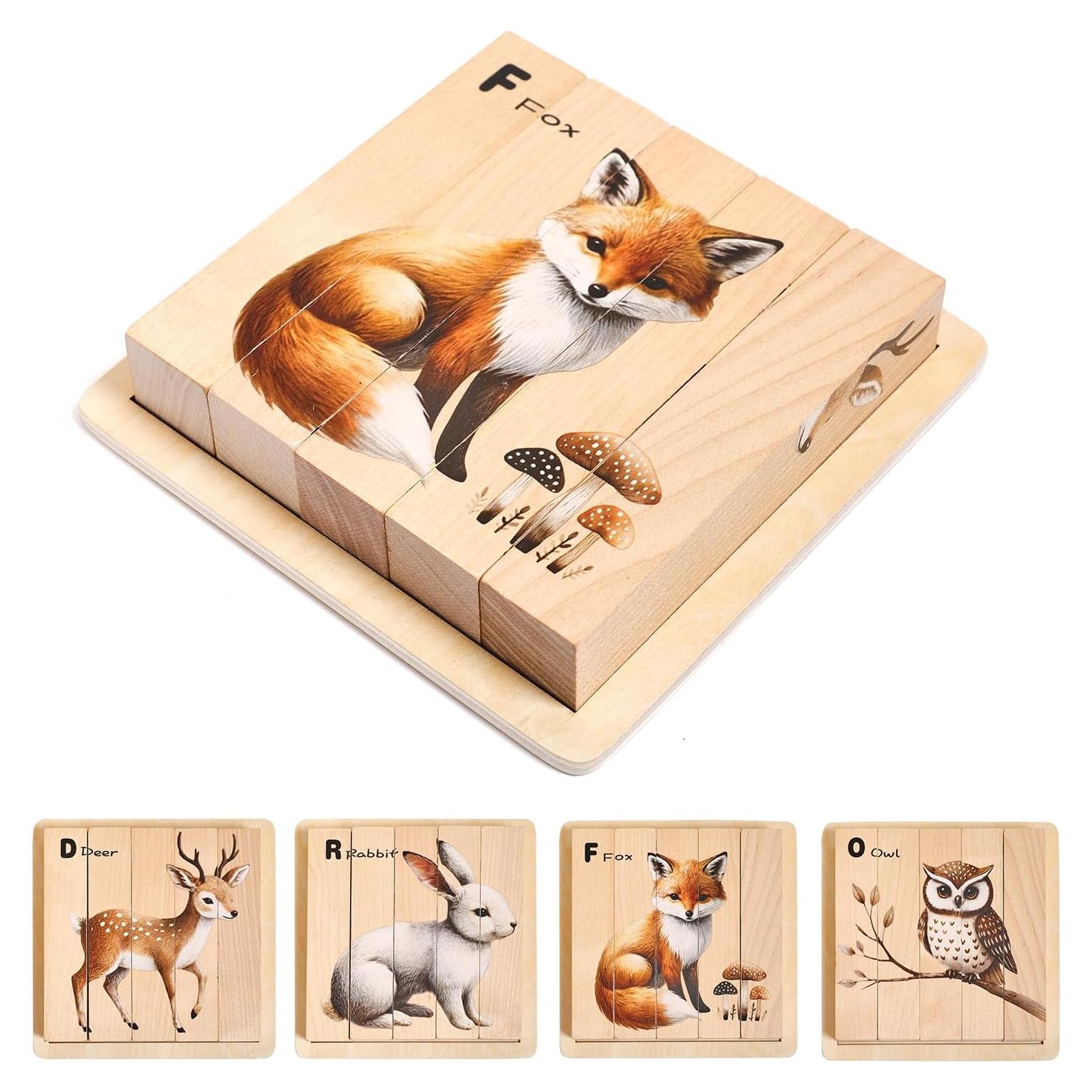 Rompecabezas de Madera Montessori Promise Babe Animales del Bosque