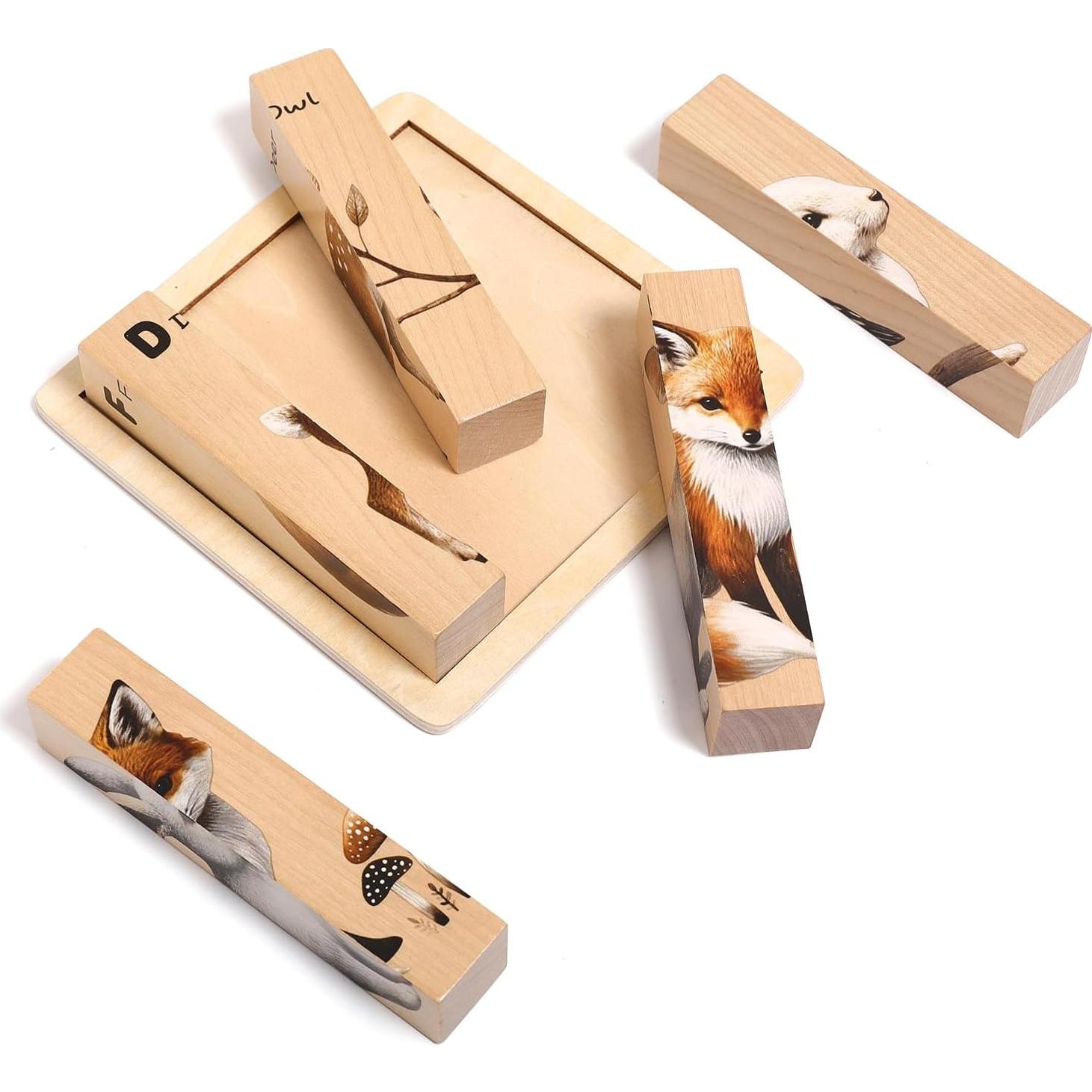 Rompecabezas de Madera Montessori Promise Babe Animales del Bosque