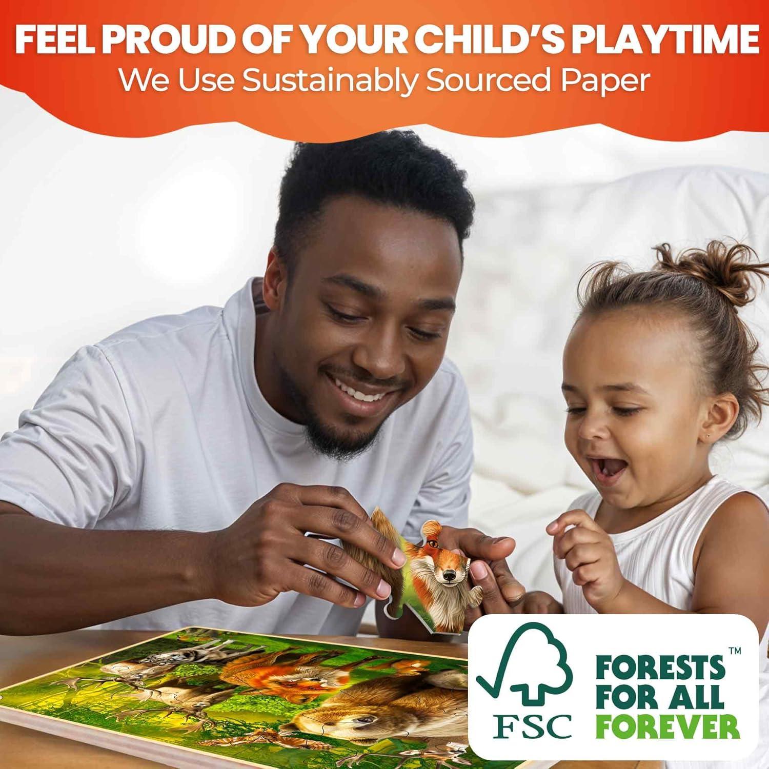 Rompecabezas de Madera QUOKKA - 4 Piezas Grandes para Niños 3-8 Años