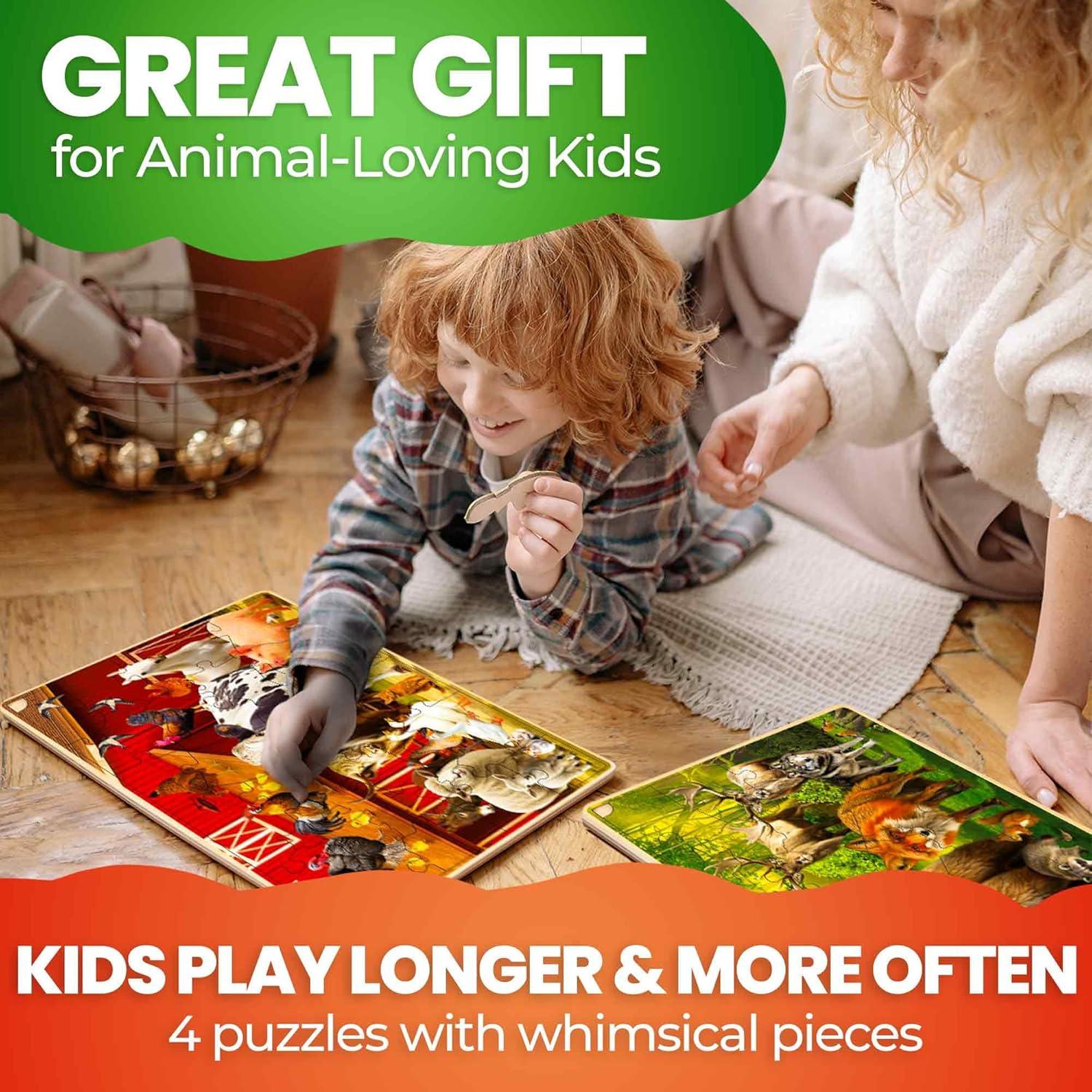 Rompecabezas de Madera QUOKKA - 4 Piezas Grandes para Niños 3-8 Años