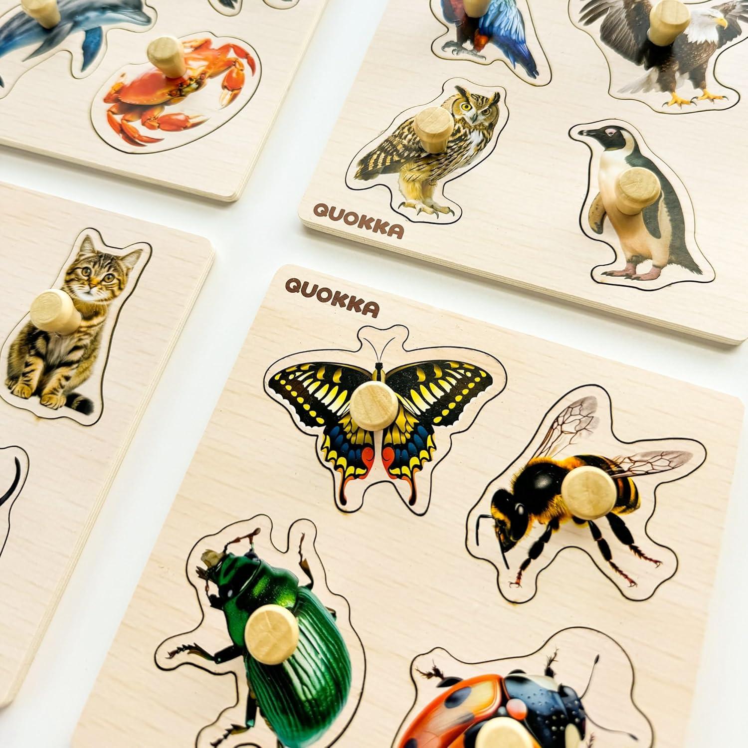 Rompecabezas de Madera QUOKKA para Niños 1-4 Años - 6 Piezas Educativas