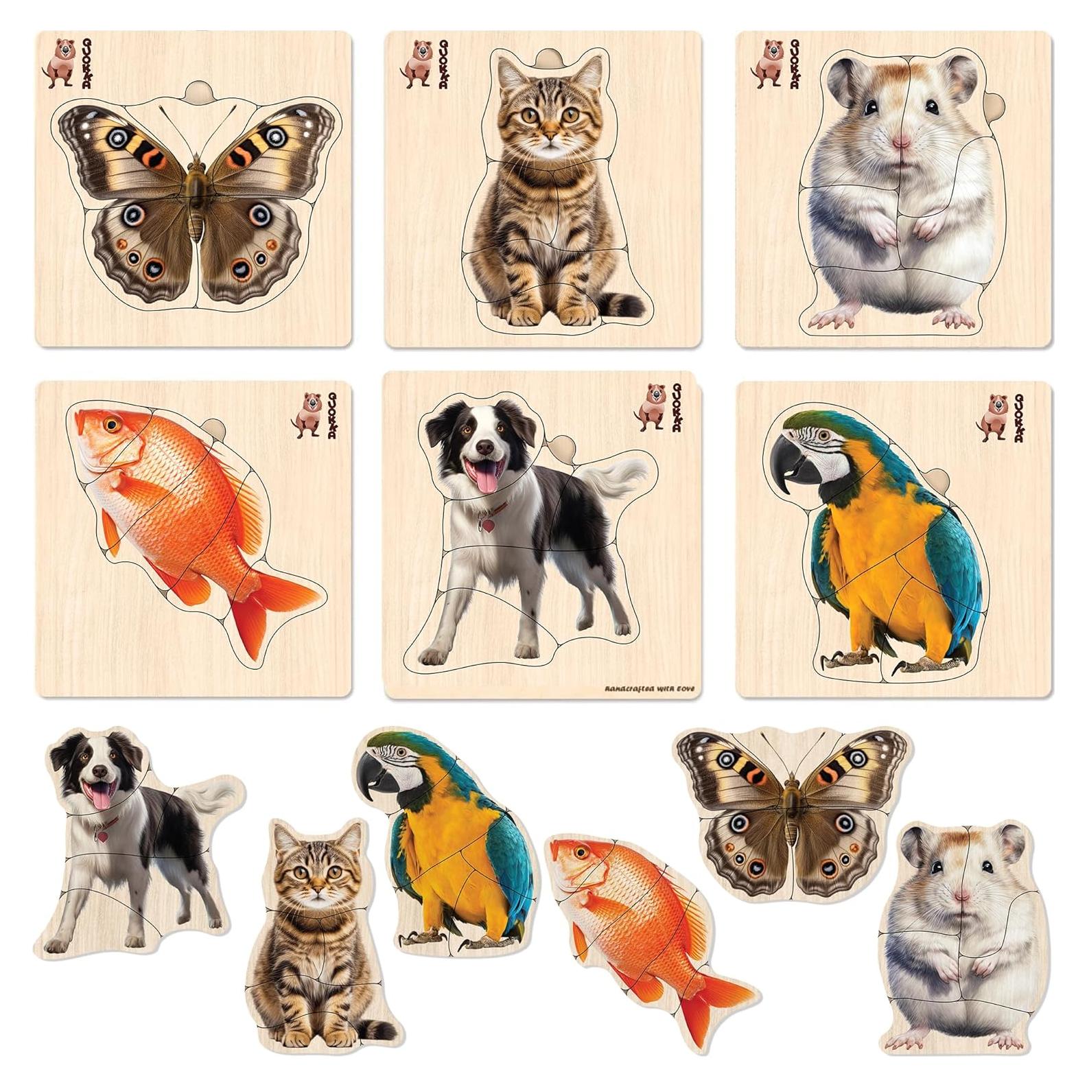 Rompecabezas de Madera QUOKKA 15x15 cm Animales y Aves