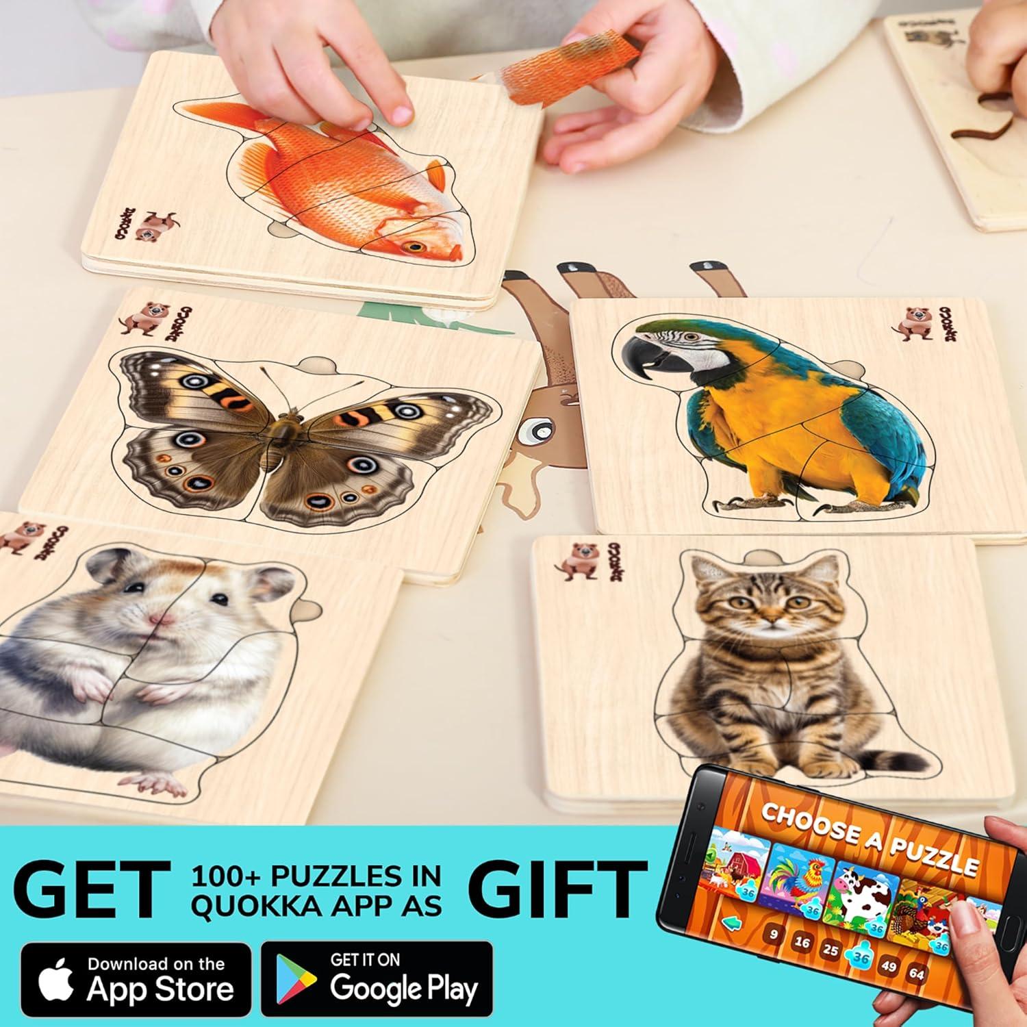 Rompecabezas de Madera QUOKKA 15x15 cm Animales y Aves