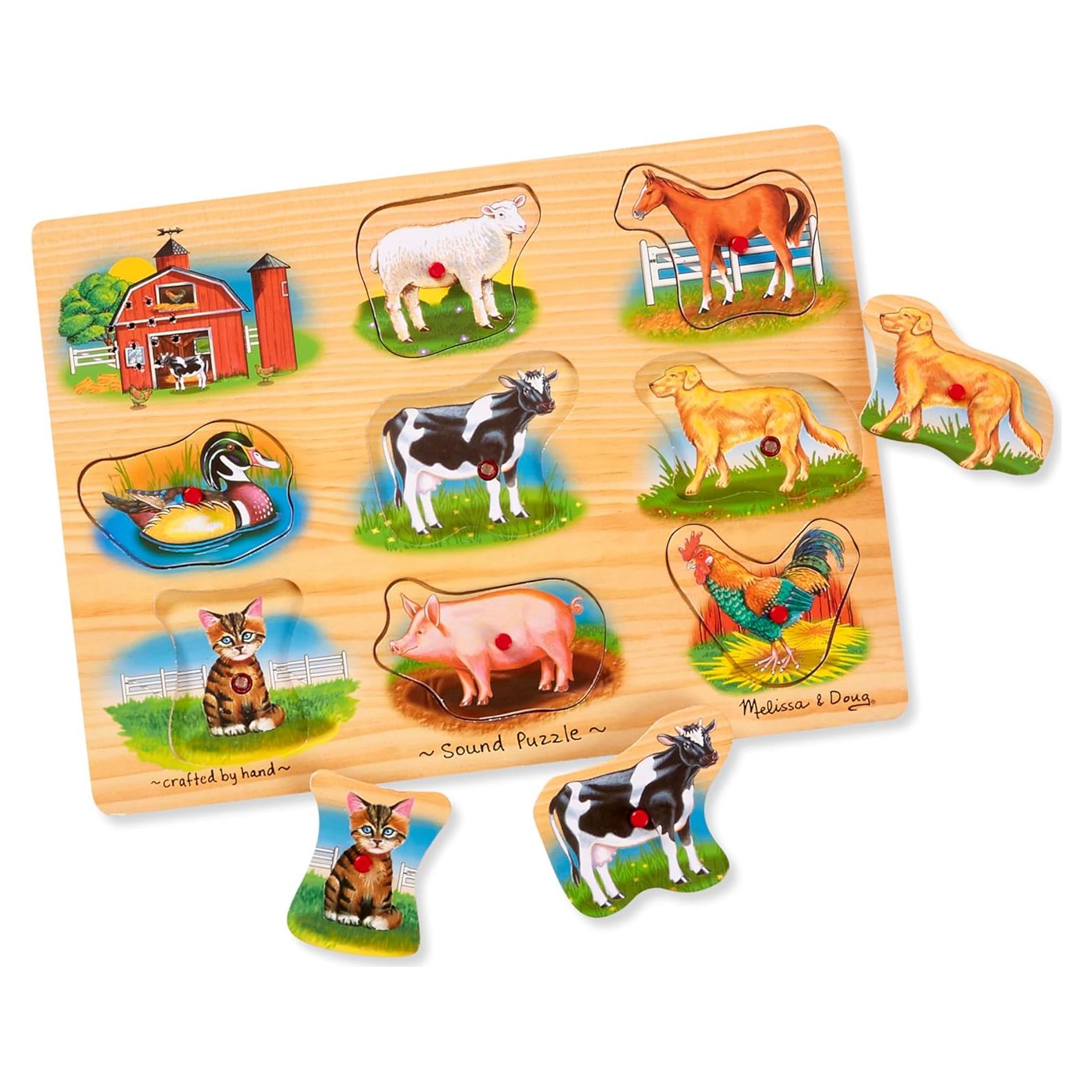 Rompecabezas de Sonido de Granja Melissa & Doug - 8 Piezas de Madera
