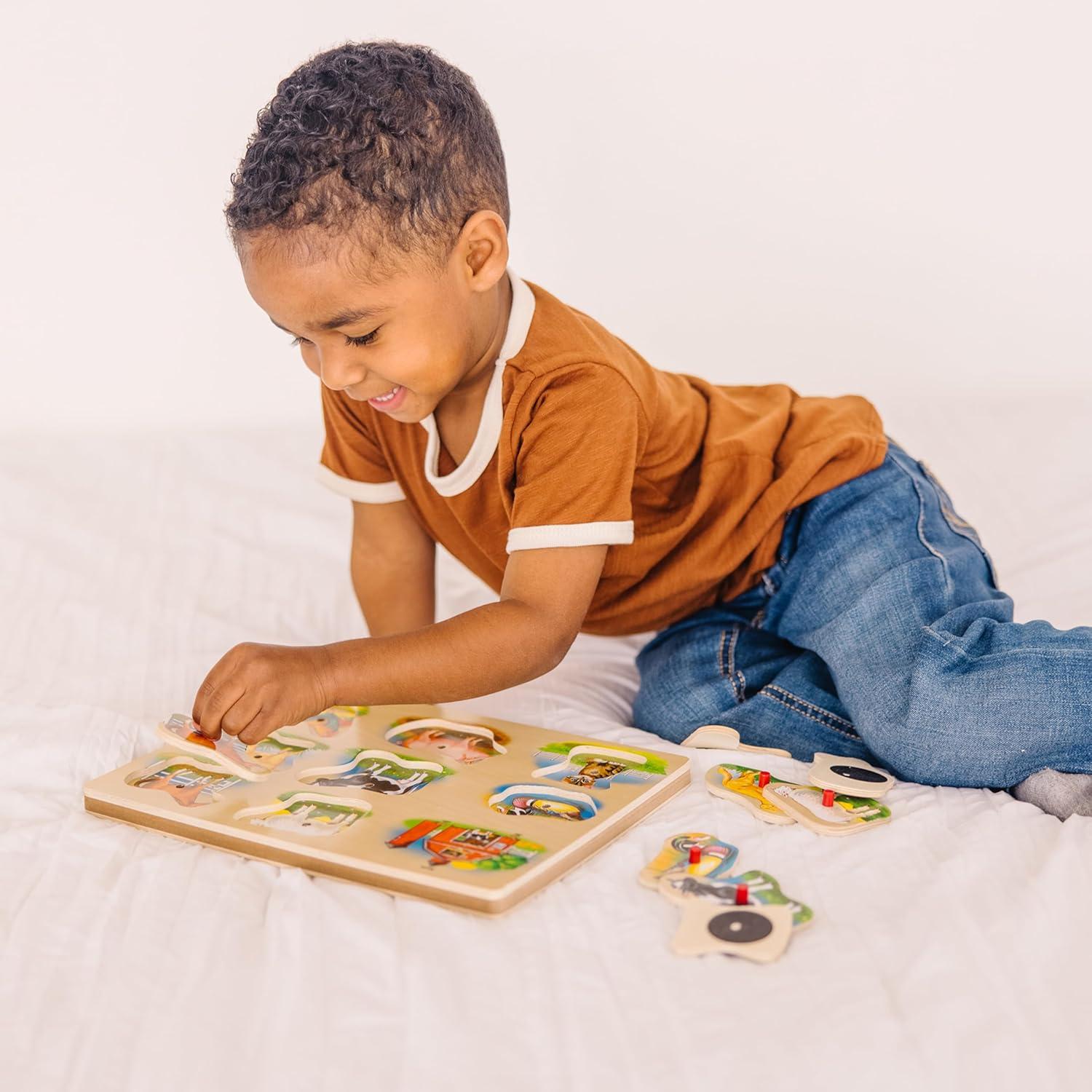 Rompecabezas de Sonido de Granja Melissa & Doug - 8 Piezas de Madera