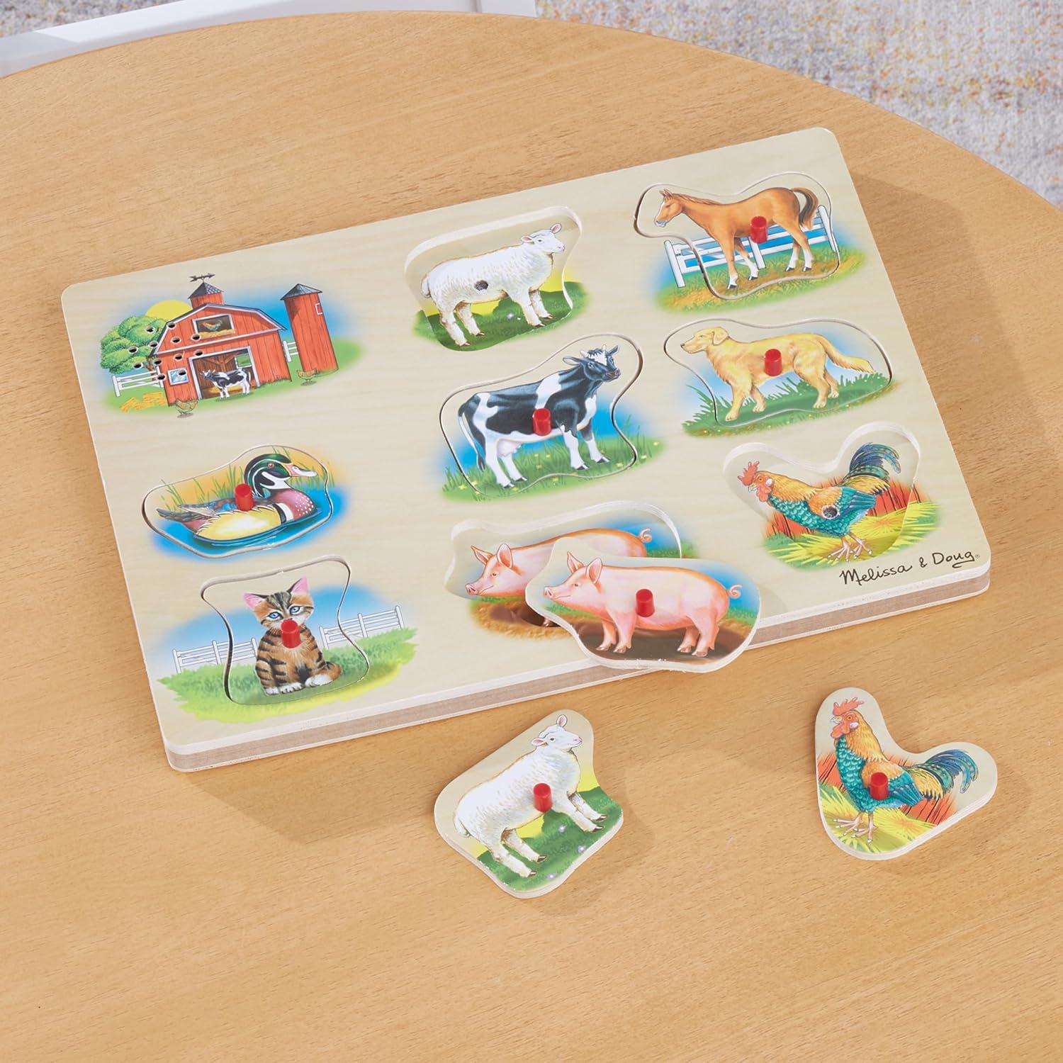 Rompecabezas de Sonido de Granja Melissa & Doug - 8 Piezas de Madera