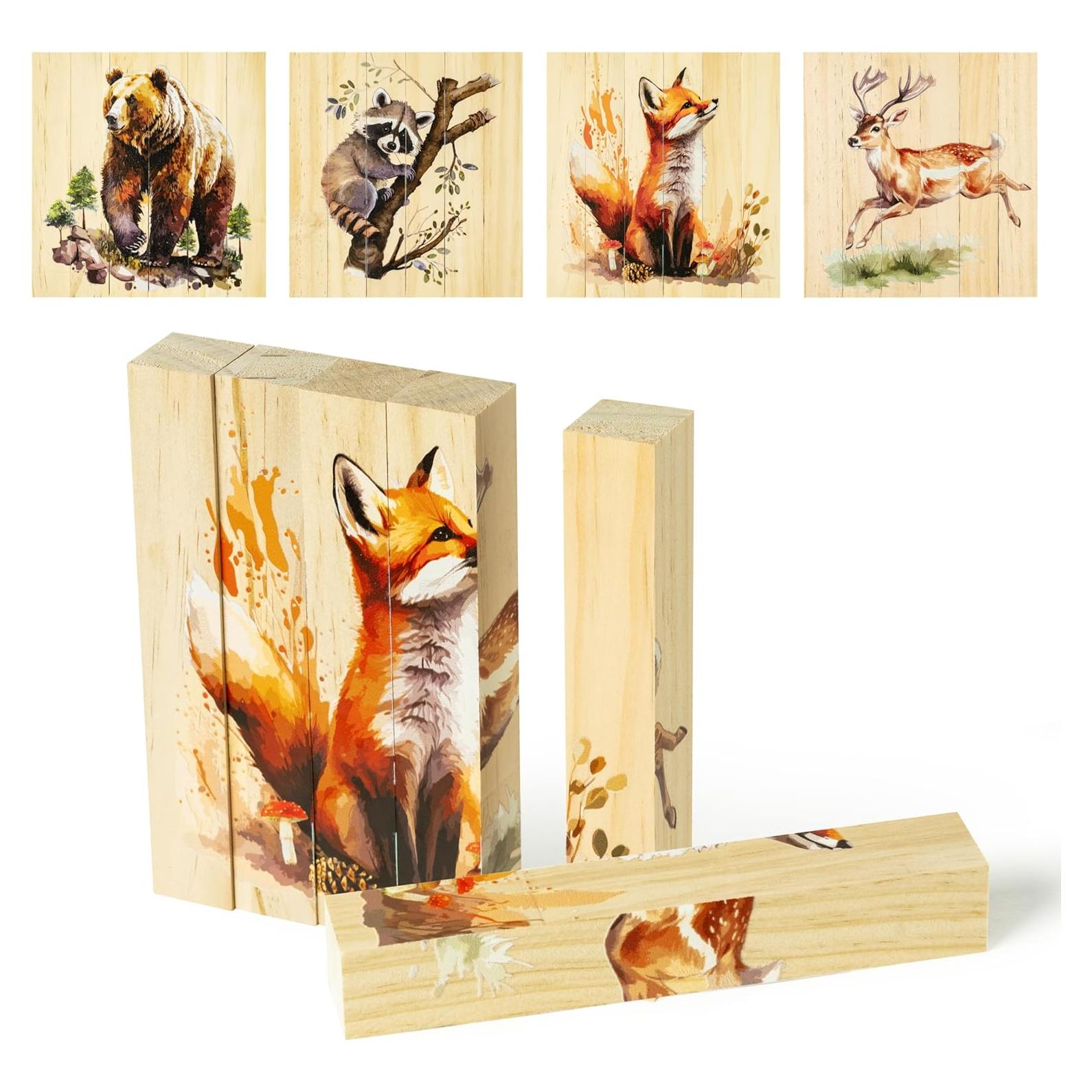 Rompecabezas de Madera 4 en 1 CJiangpo Animales del Bosque