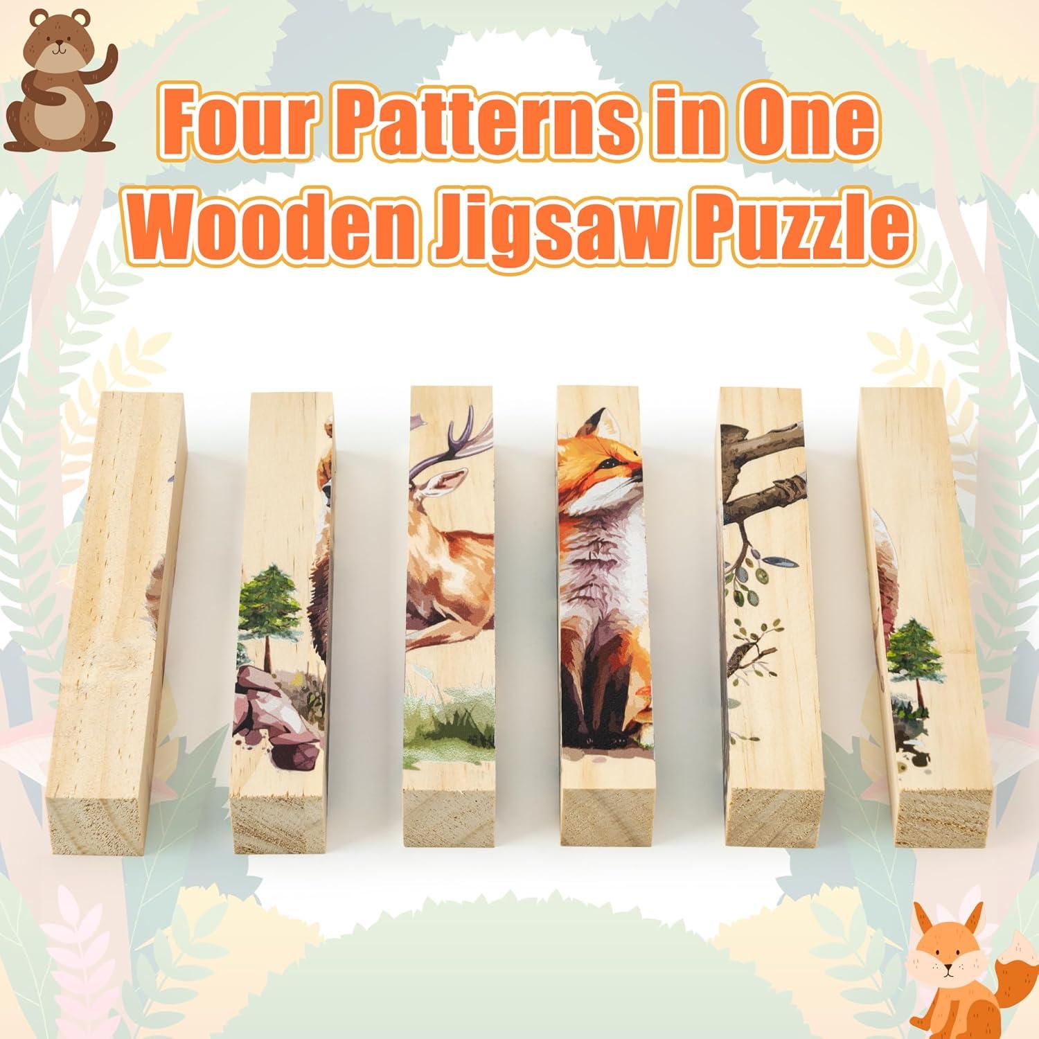 Rompecabezas de Madera 4 en 1 CJiangpo Animales del Bosque