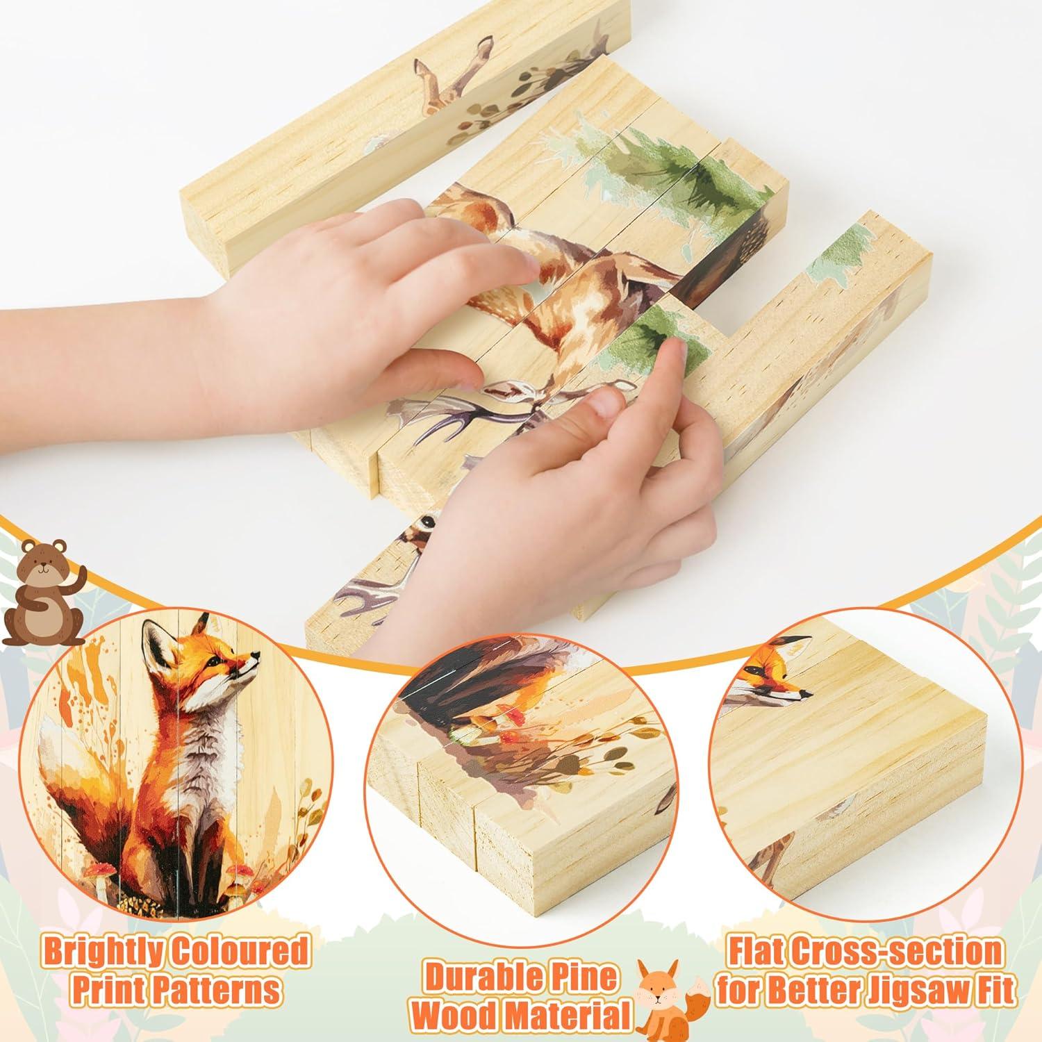 Rompecabezas de Madera 4 en 1 CJiangpo Animales del Bosque