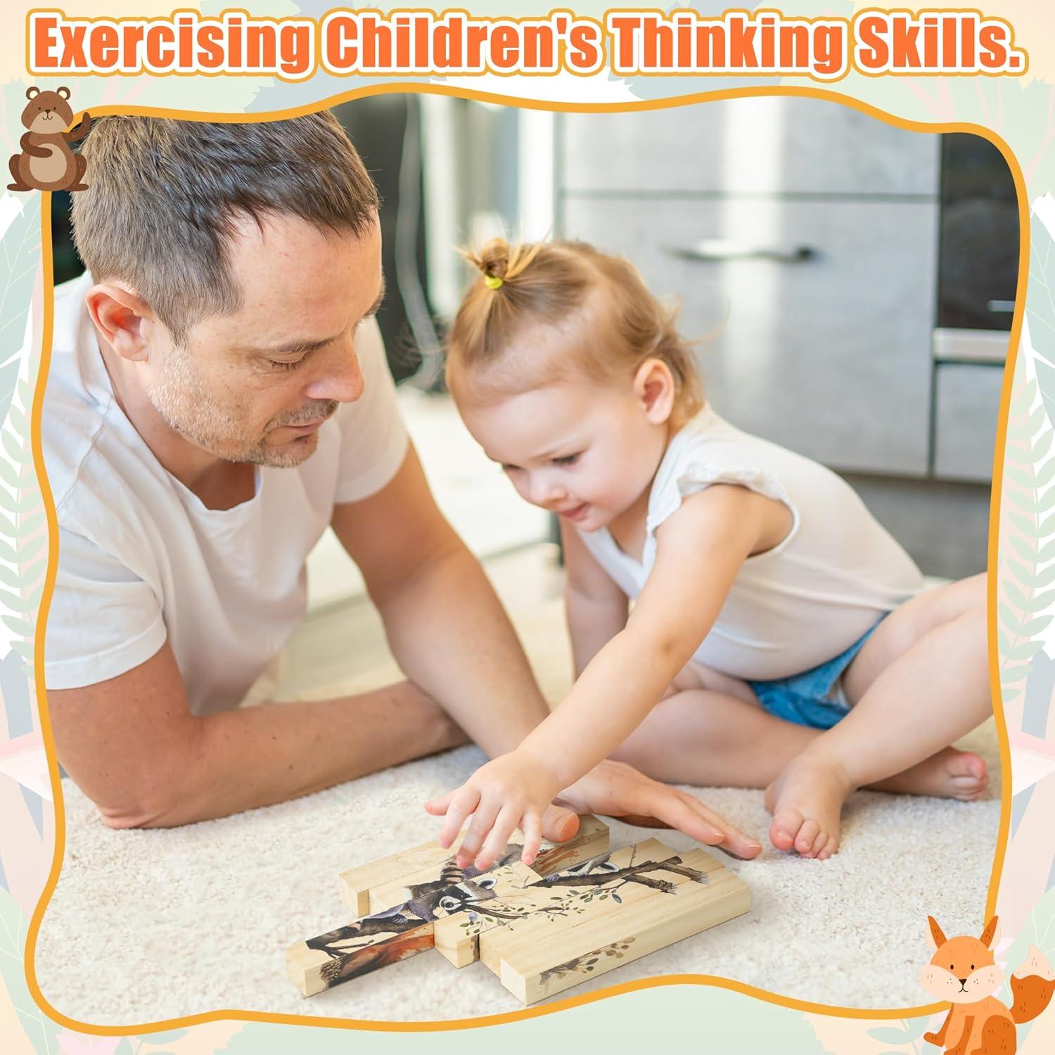 Rompecabezas de Madera 4 en 1 CJiangpo Animales del Bosque