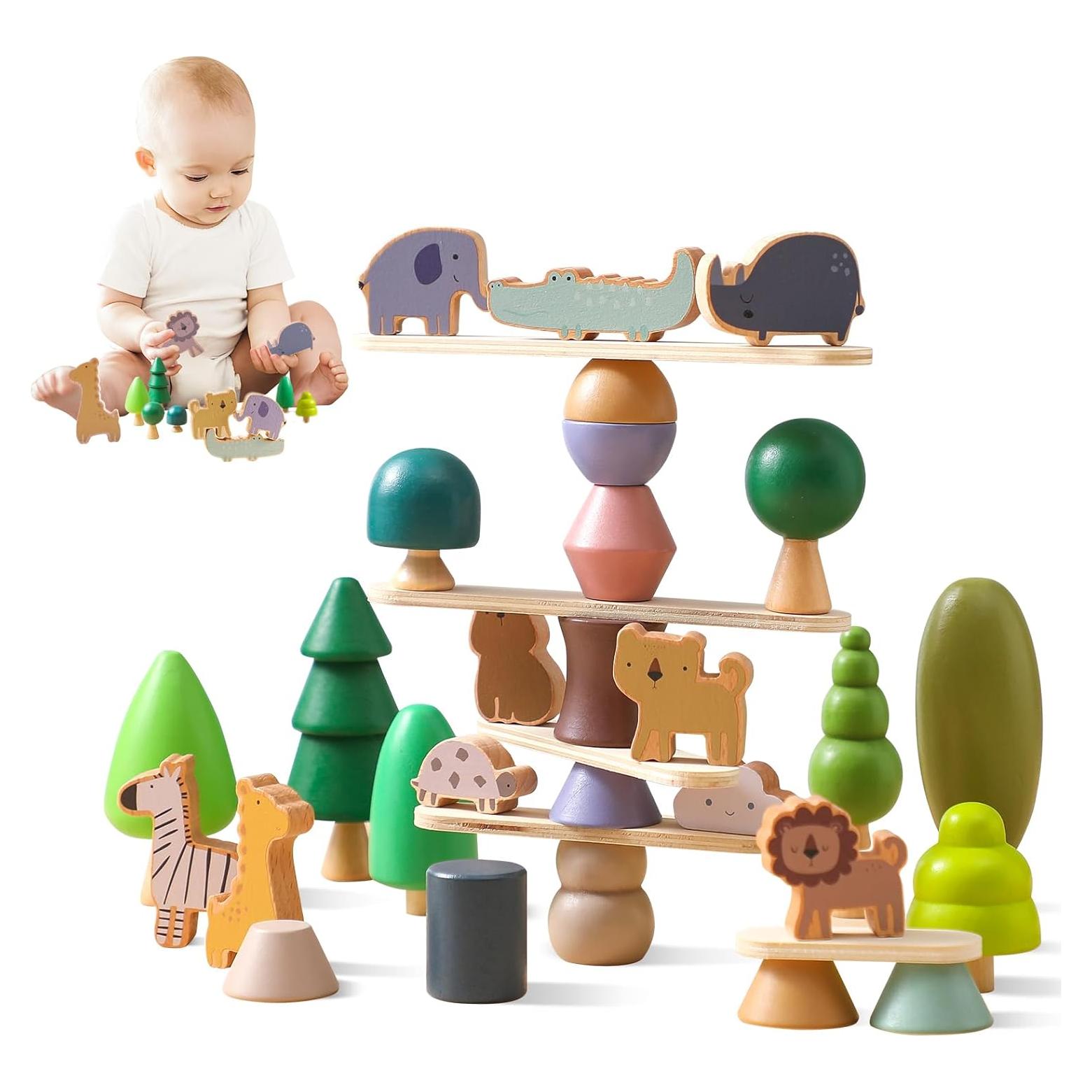 Juego de juguetes apilables de madera MADERA TEETHER 36 PCS
