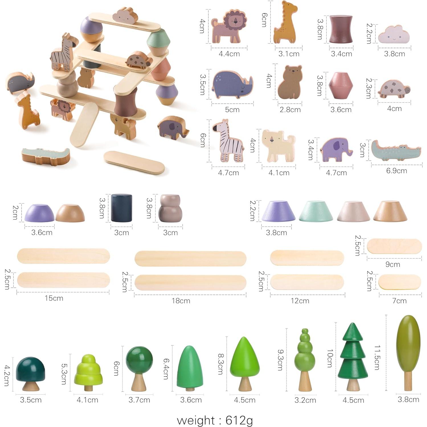 Juego de juguetes apilables de madera MADERA TEETHER 36 PCS