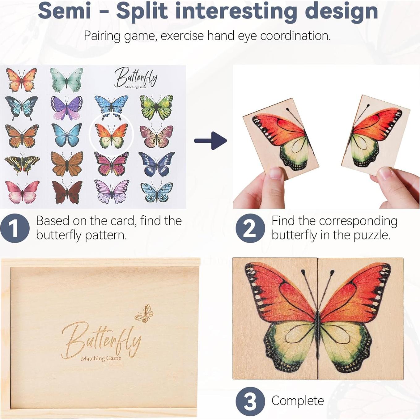 Rompecabezas de Madera Bopoobo Mariposa para Niños 3+ Años