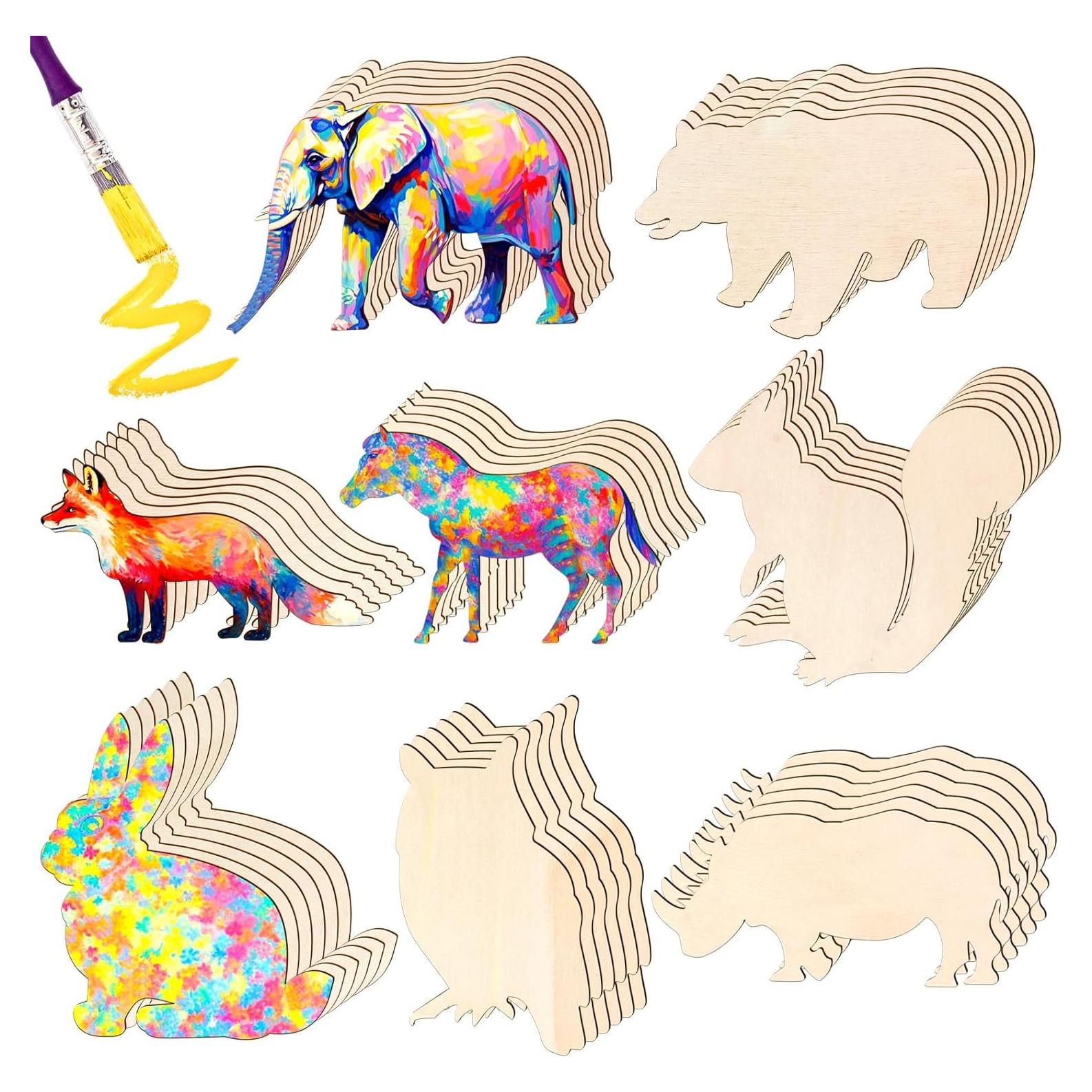 Paquete de 48 recortes de madera Newbested animales del bosque