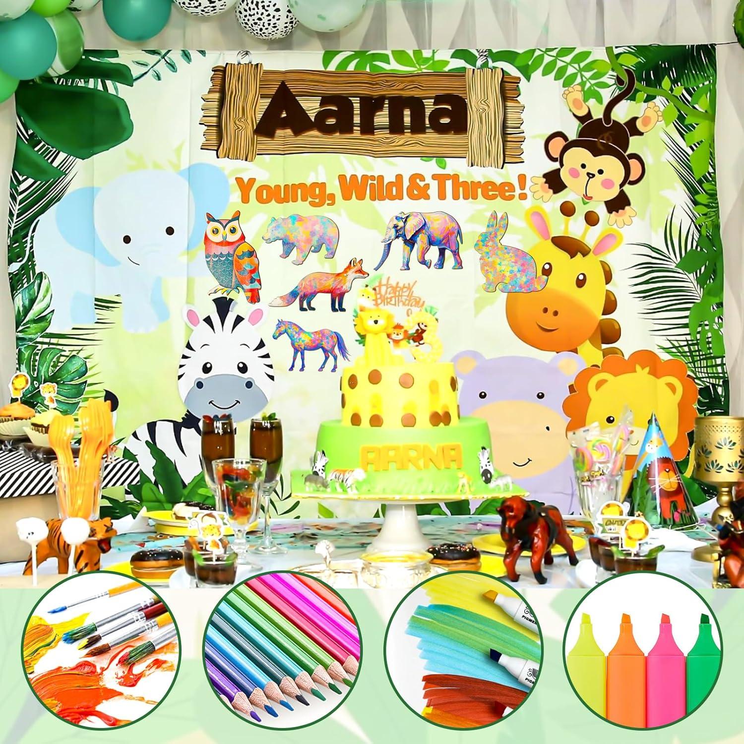 Paquete de 48 recortes de madera Newbested animales del bosque