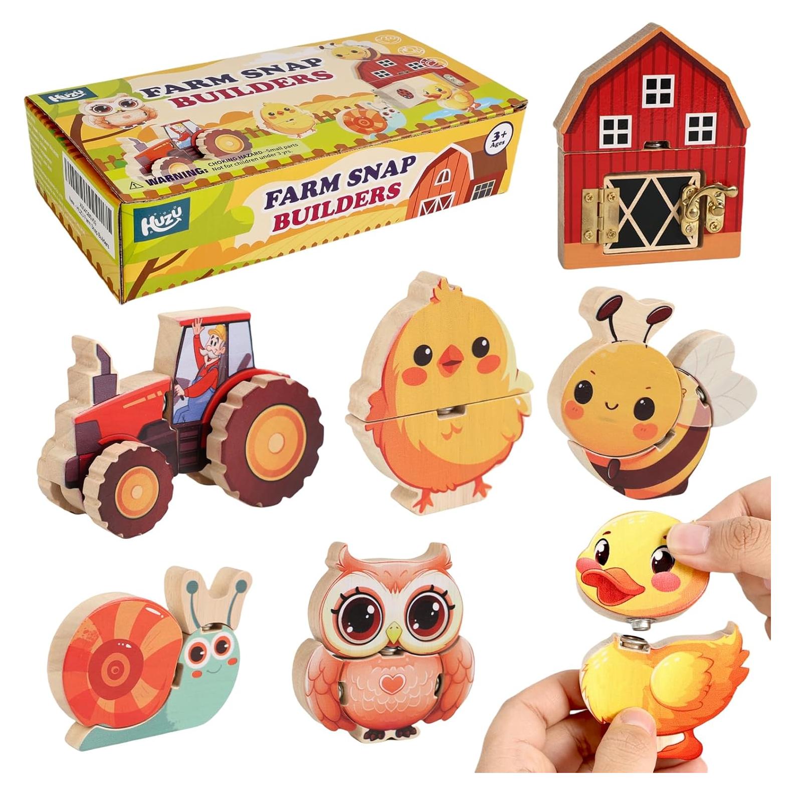 Bloques de Madera HUZU Farm - Juguete Montessori 3-8 Años