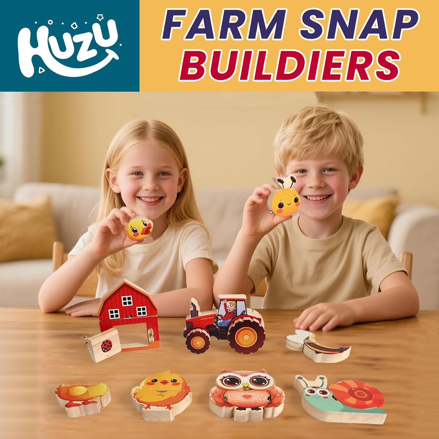 Bloques de Madera HUZU Farm - Juguete Montessori 3-8 Años