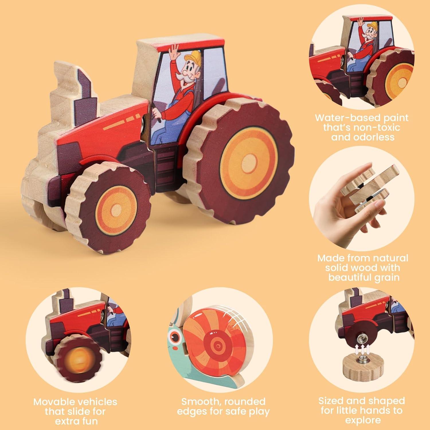 Bloques de Madera HUZU Farm - Juguete Montessori 3-8 Años