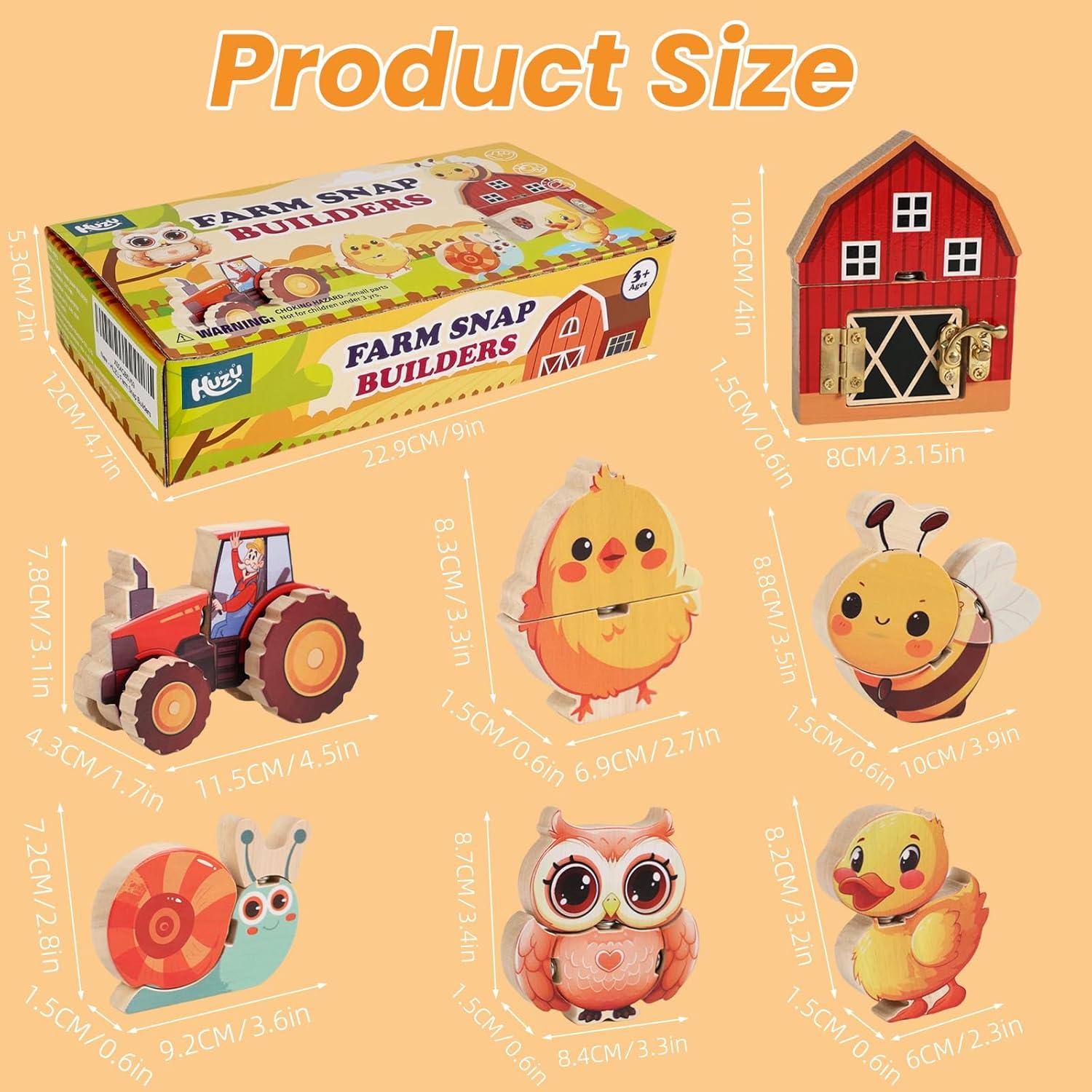 Bloques de Madera HUZU Farm - Juguete Montessori 3-8 Años