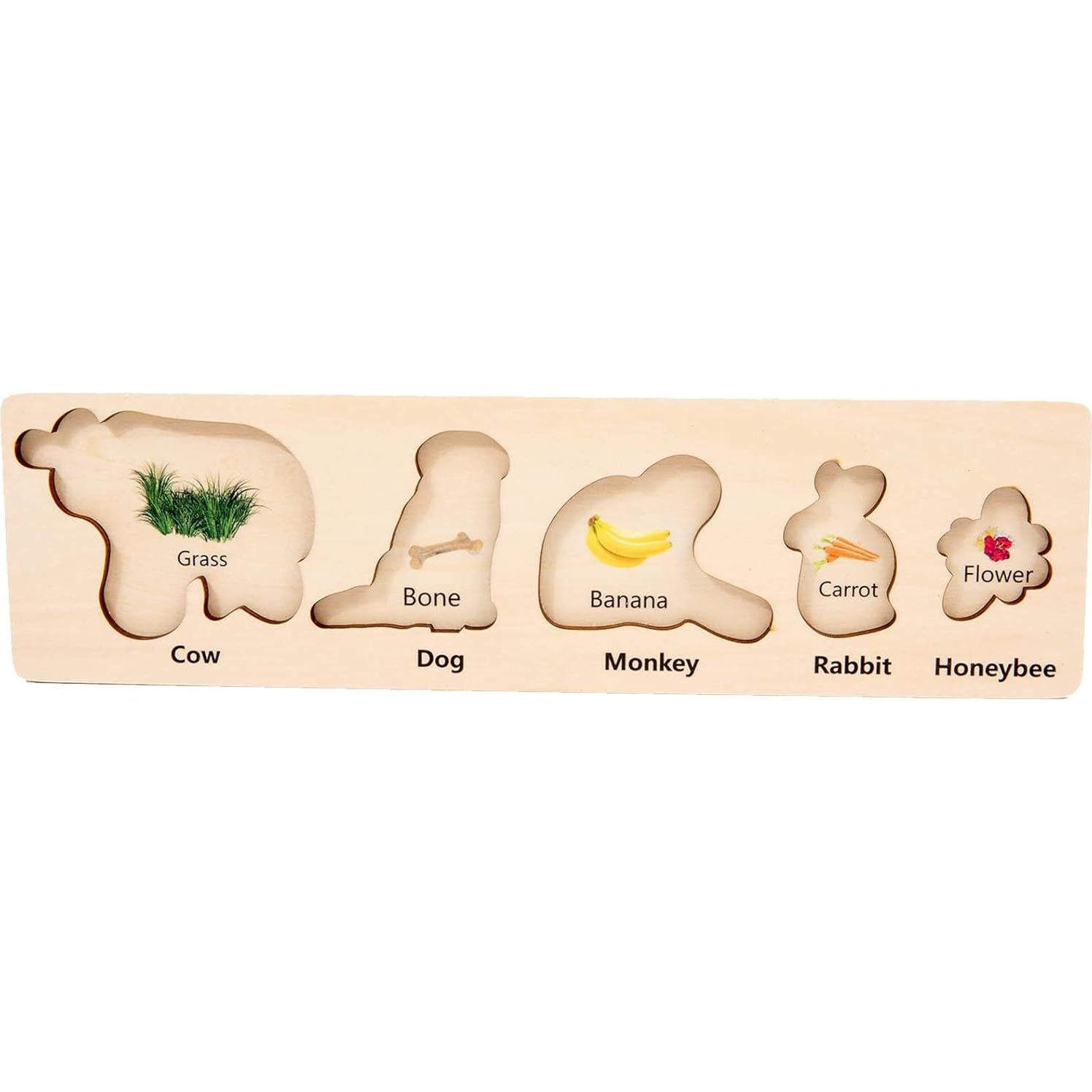 Rompecabezas Montessori de Animales y Comida Adena 33x10 cm