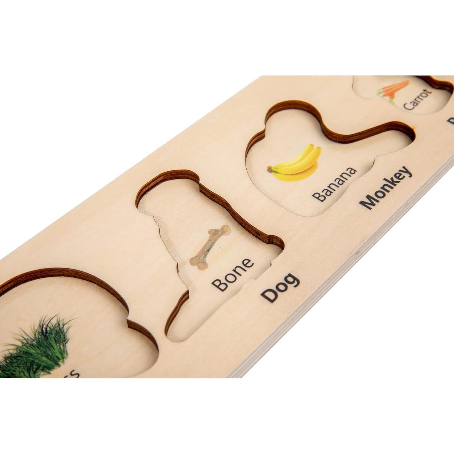 Rompecabezas Montessori de Animales y Comida Adena 33x10 cm