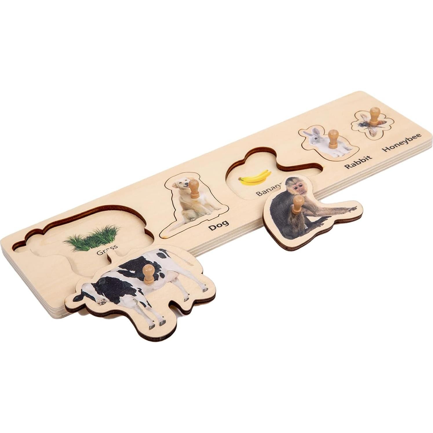 Rompecabezas Montessori de Animales y Comida Adena 33x10 cm