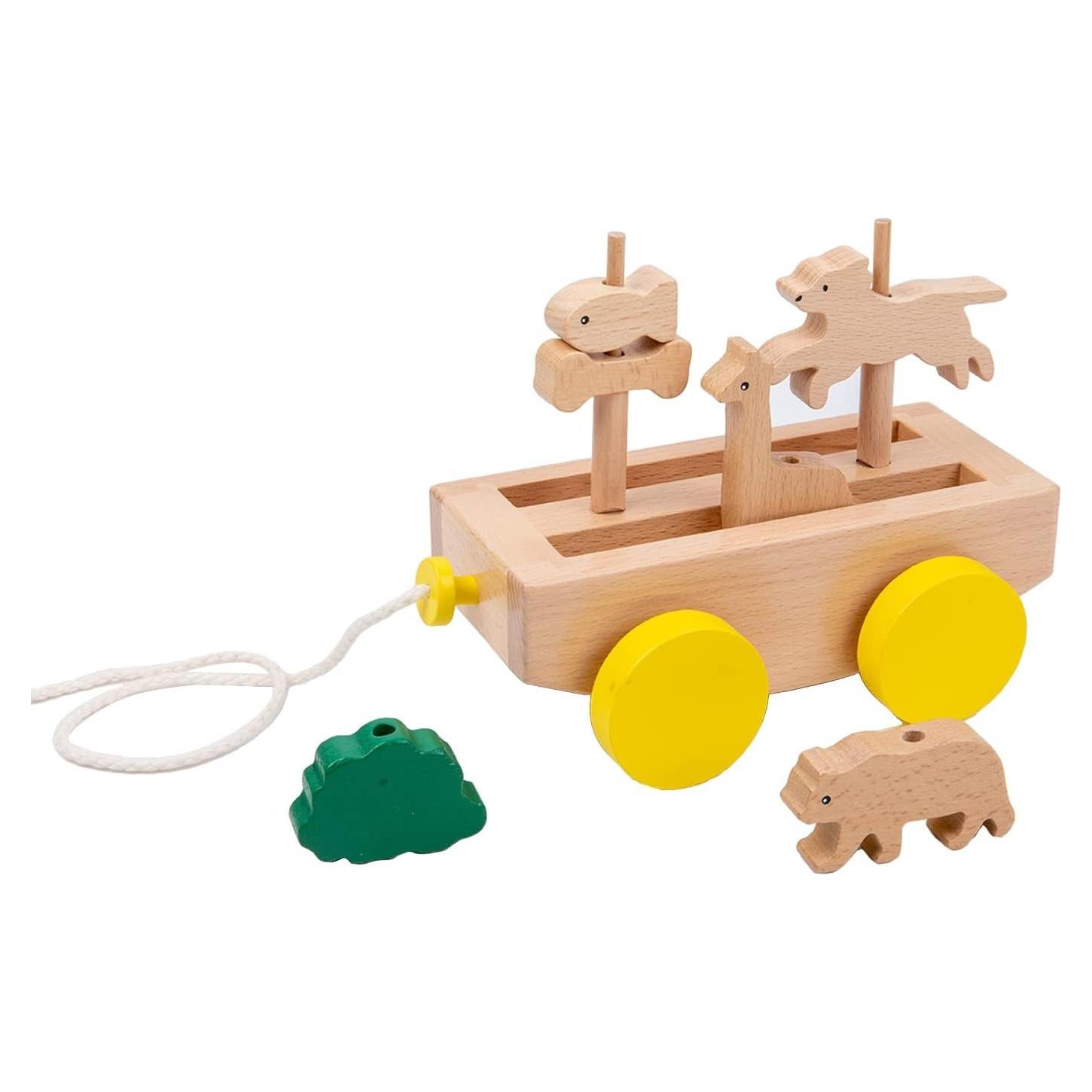 Juguete de Remolque de Animales Adena Montessori - Madera 408g