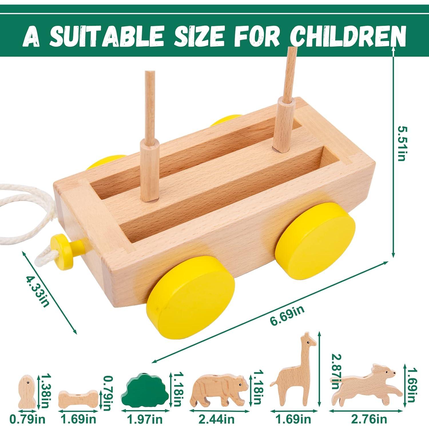 Juguete de Remolque de Animales Adena Montessori - Madera 408g